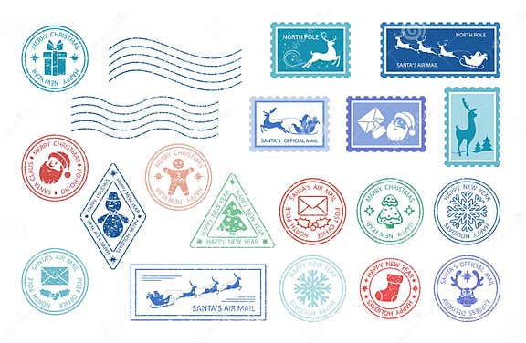 Joyeux Timbre De Noël Timbre Postal Du Père Noël Courrier De Noël