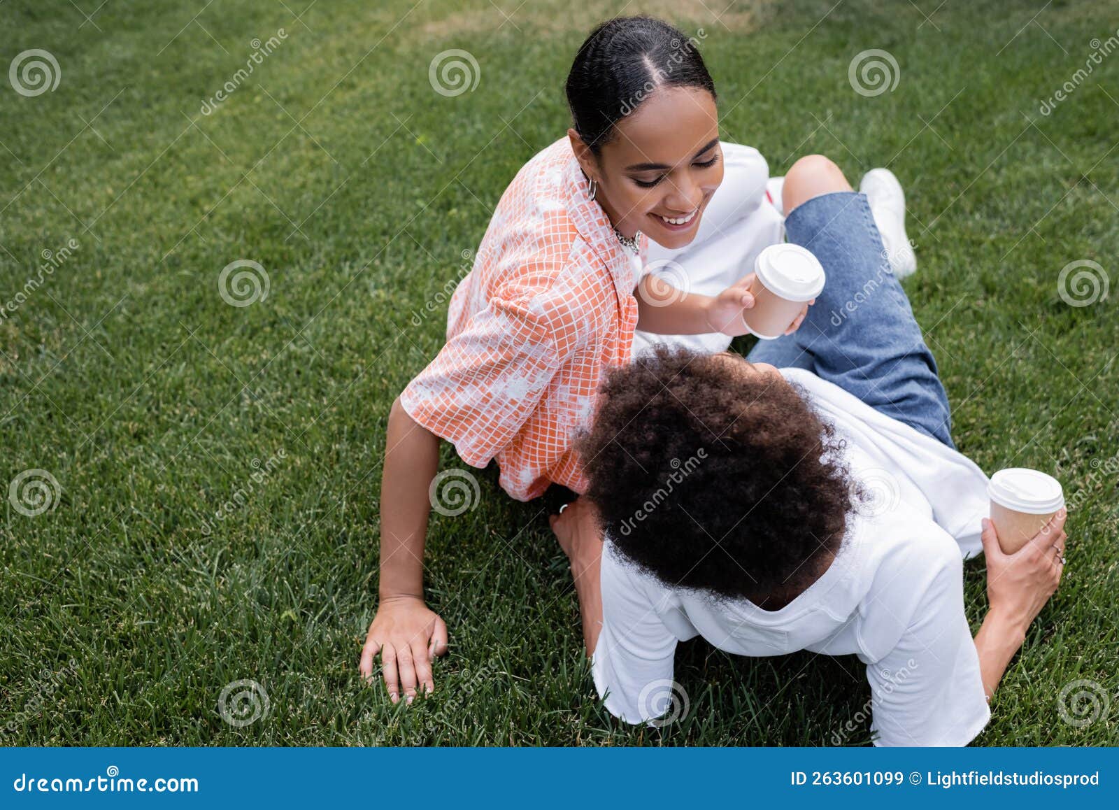 Joyful African American Lesbian Woman Holding Stock Image Image Of