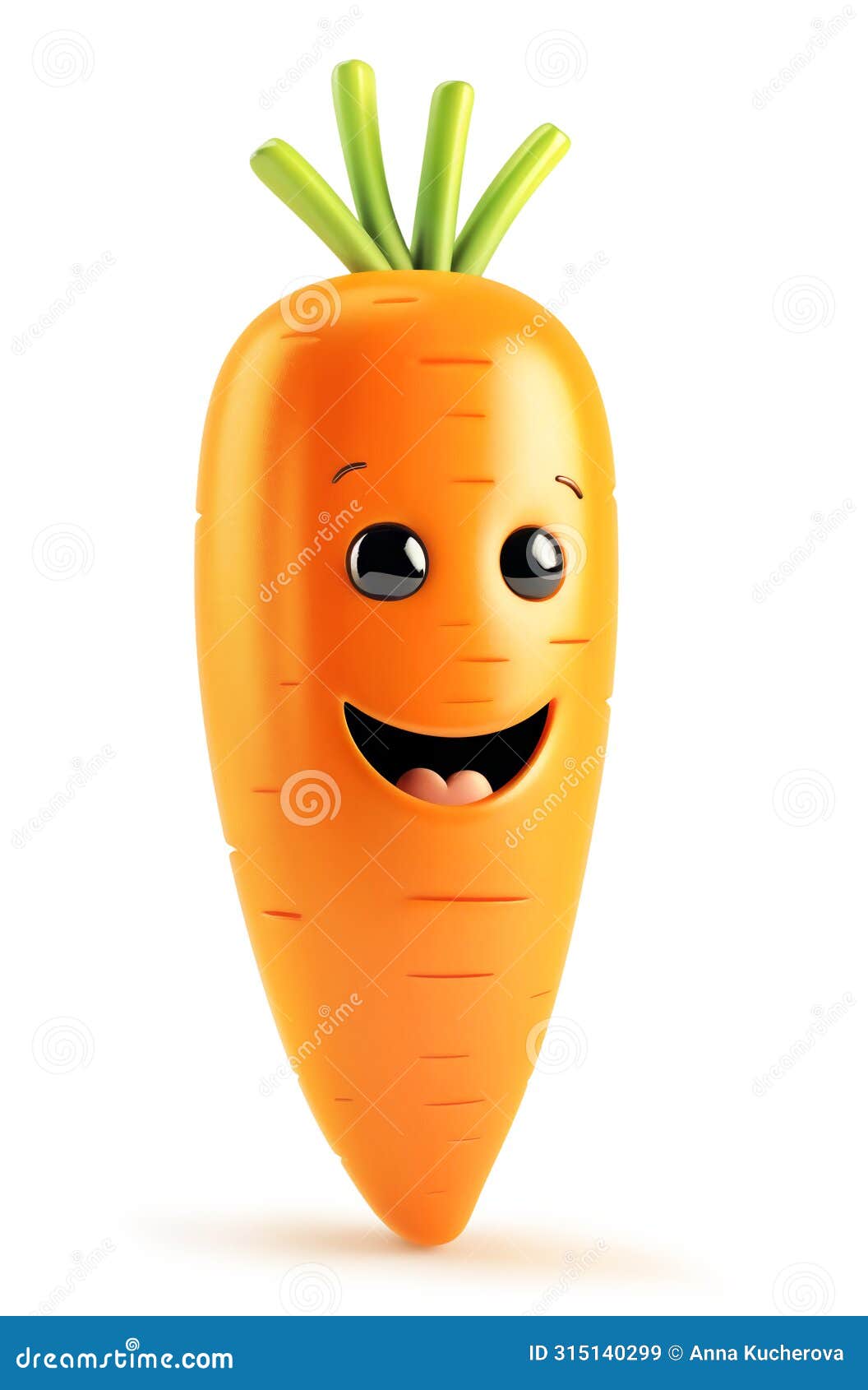 joyful carrot character with a big smile
