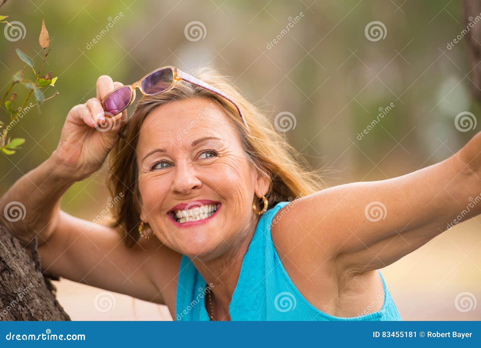 Joyful Confident Mature Woman Sunglasses Outdoor Stock Image Image Of Happy Senior 83455181