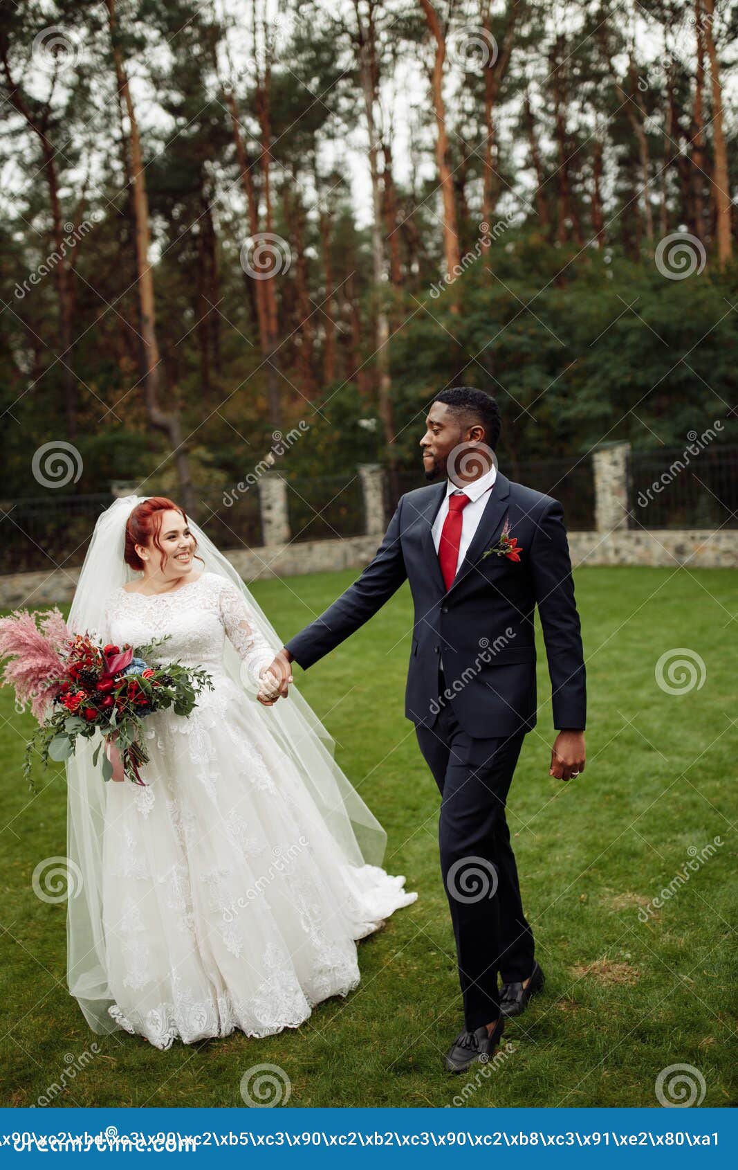 https://thumbs.dreamstime.com/z/joyful-couple-walking-park-handsome-african-american-man-lovely-white-woman-wedding-day-beautiful-bride-charming-213808394.jpg