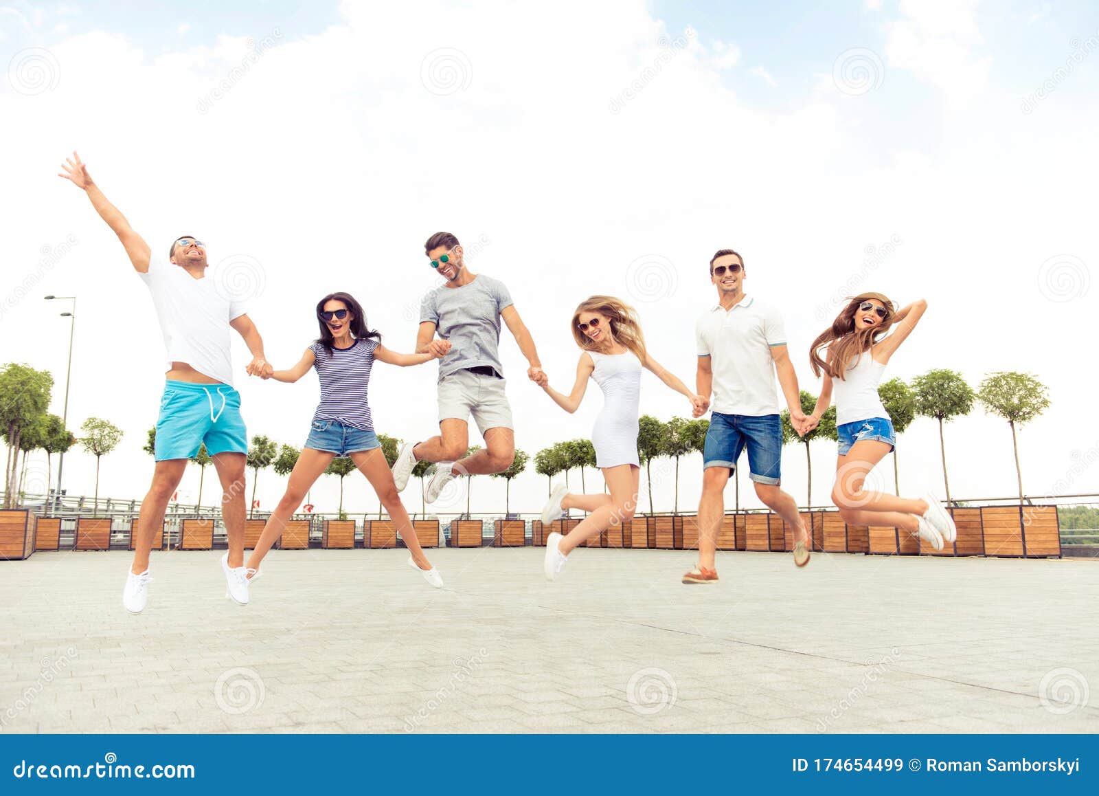 Joyful Happy Best Friends Having Fun and Jumping Stock Image Image of female, communication