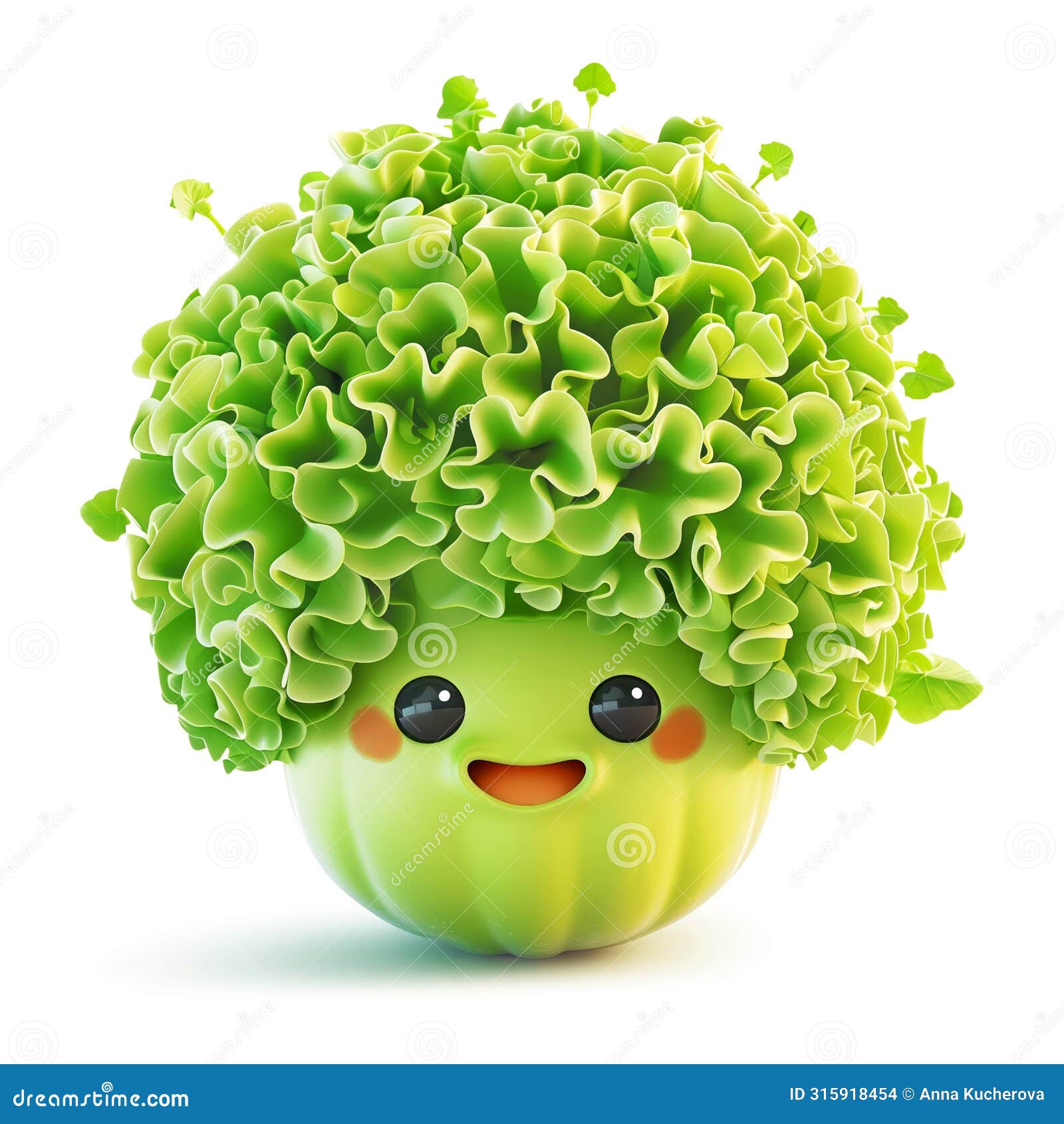 joyful lettuce character with lush green leaves and a happy face