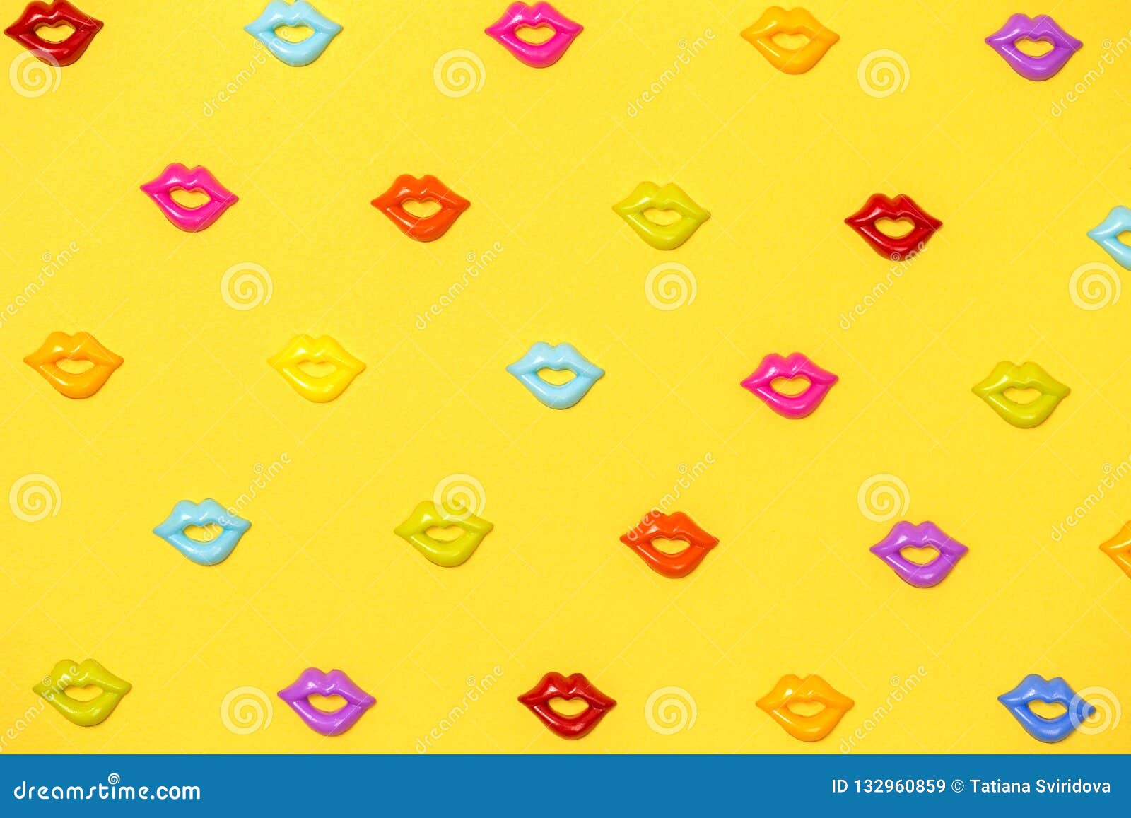 Joyful Yellow Pattern of Colorful Lips Stock Image Image of colorful