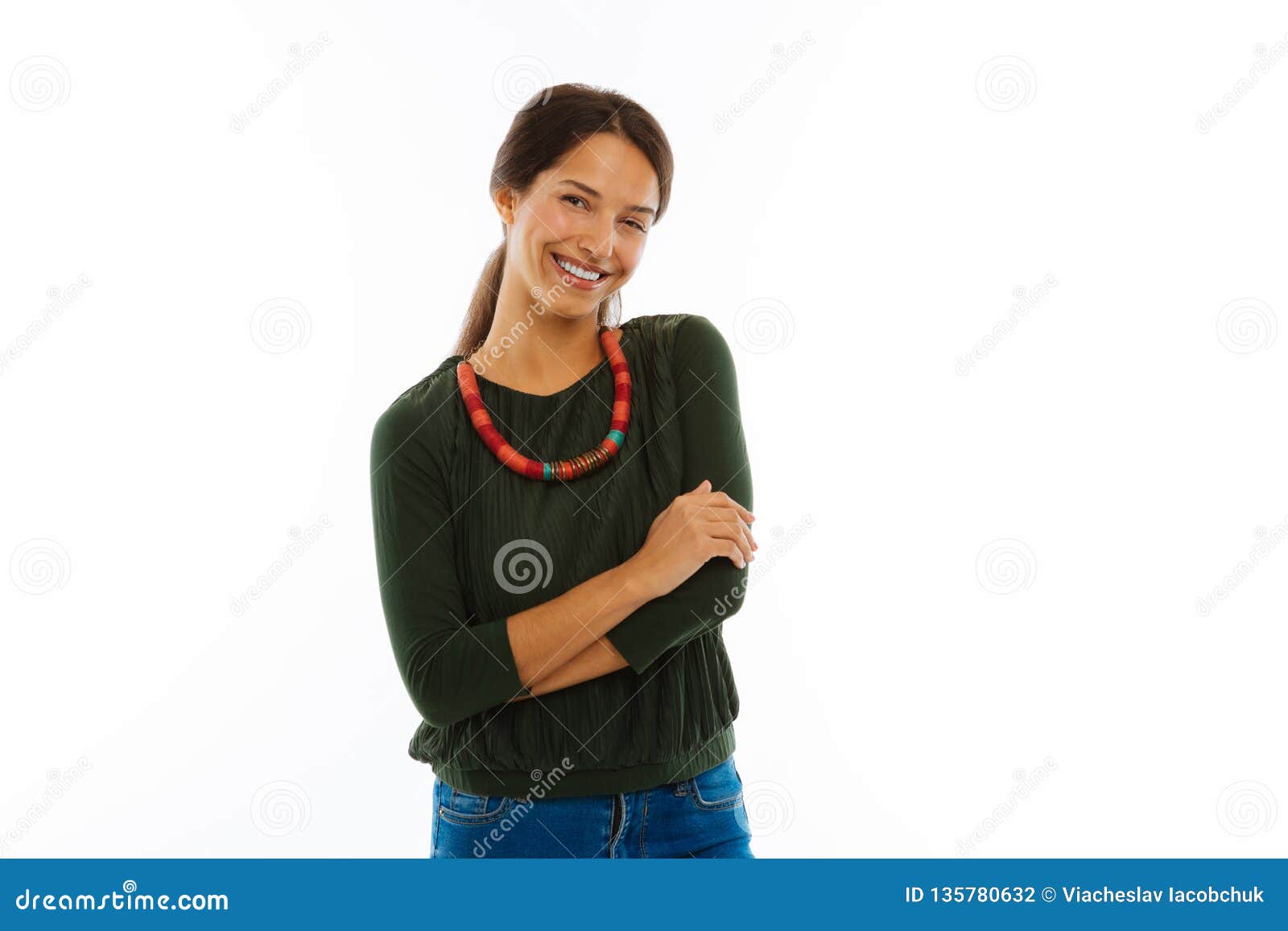 Joyful Pleasant Young Woman Smiling To You Stock Photo - Image of ...