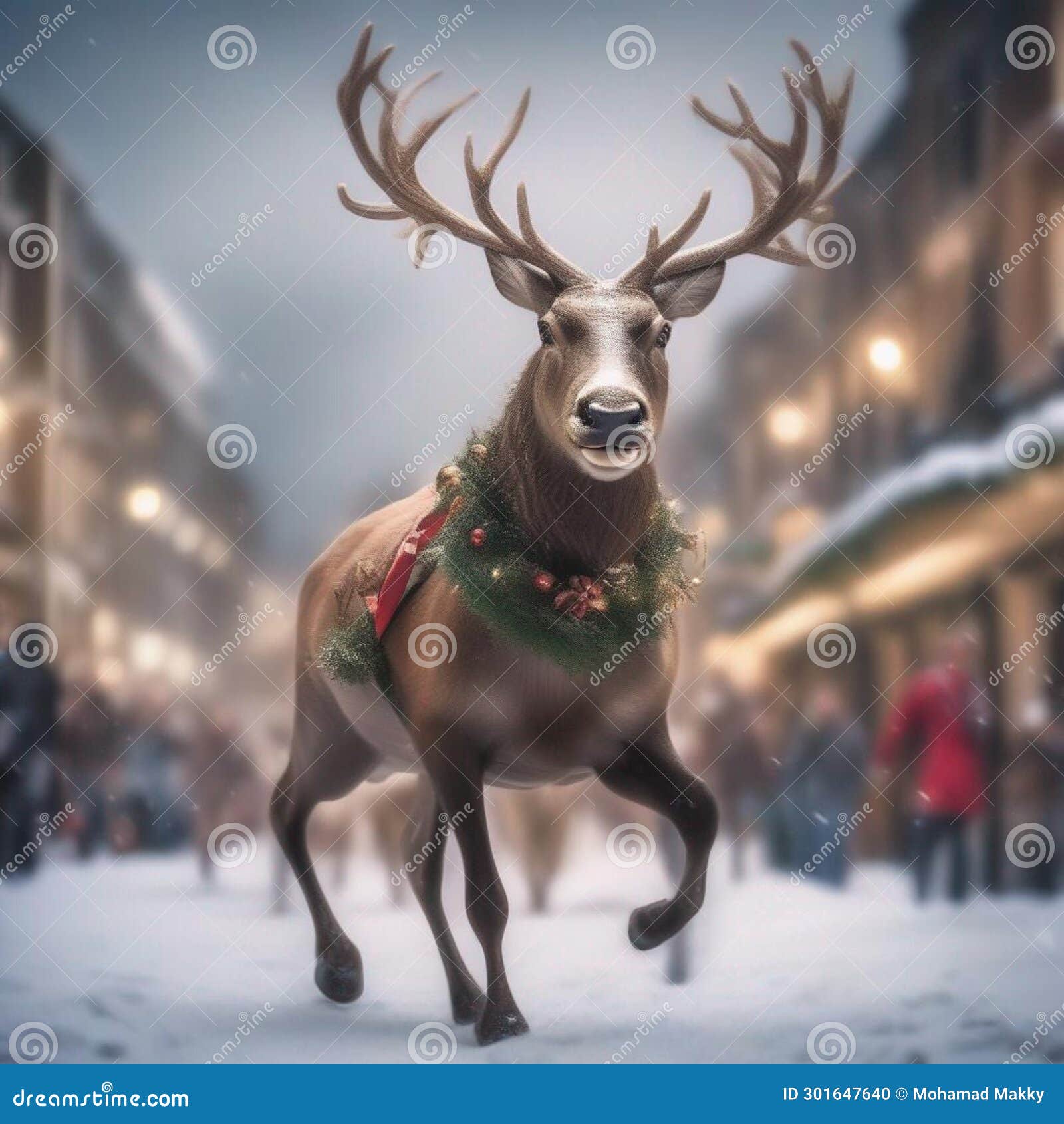 Joyful Reindeer Ride Spreading Christmas Cheer Stock Illustration - Illustration of card 