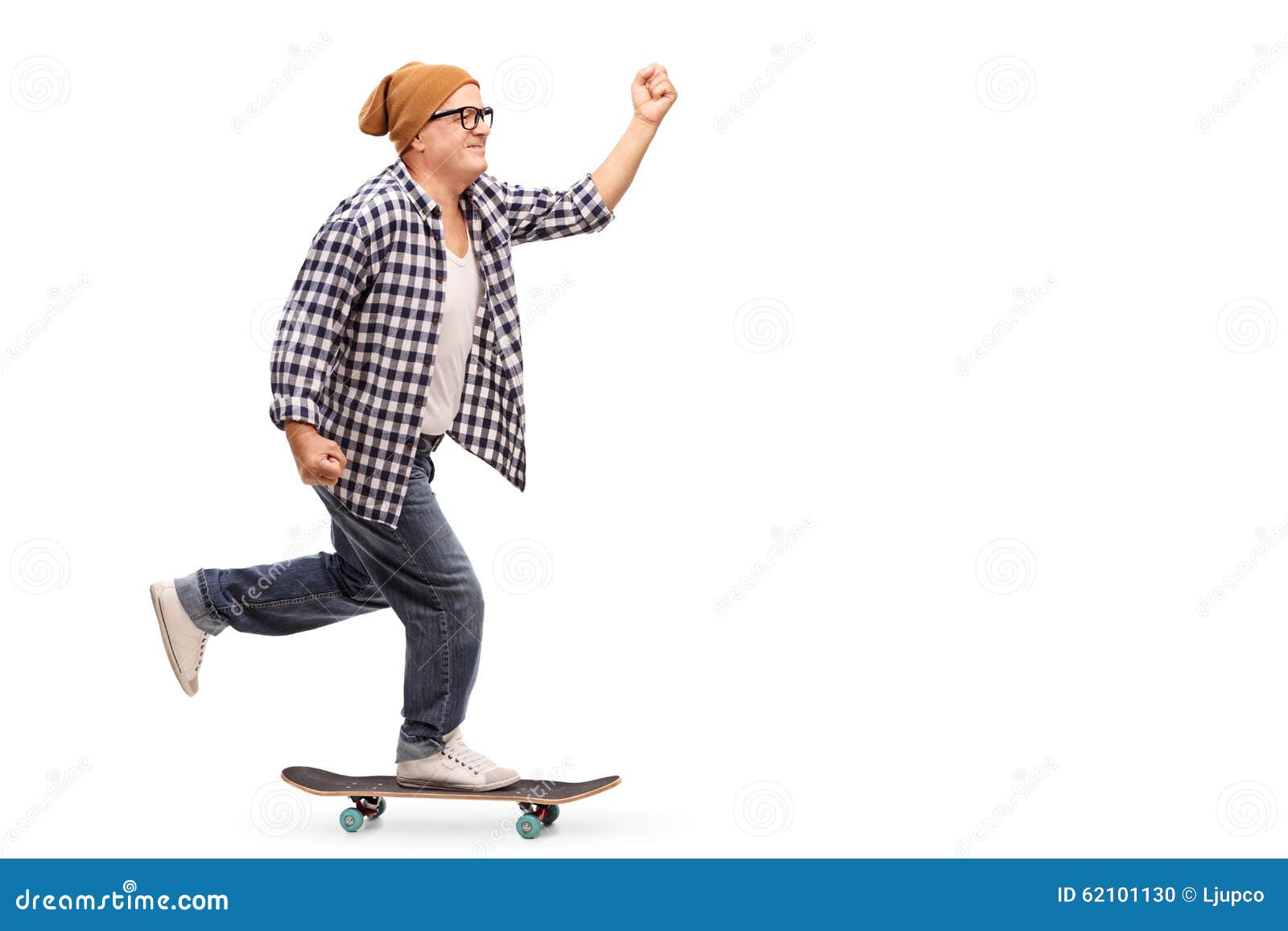 Joyful Senior Skater Riding a Skateboard Stock Photo - Image of cool ...