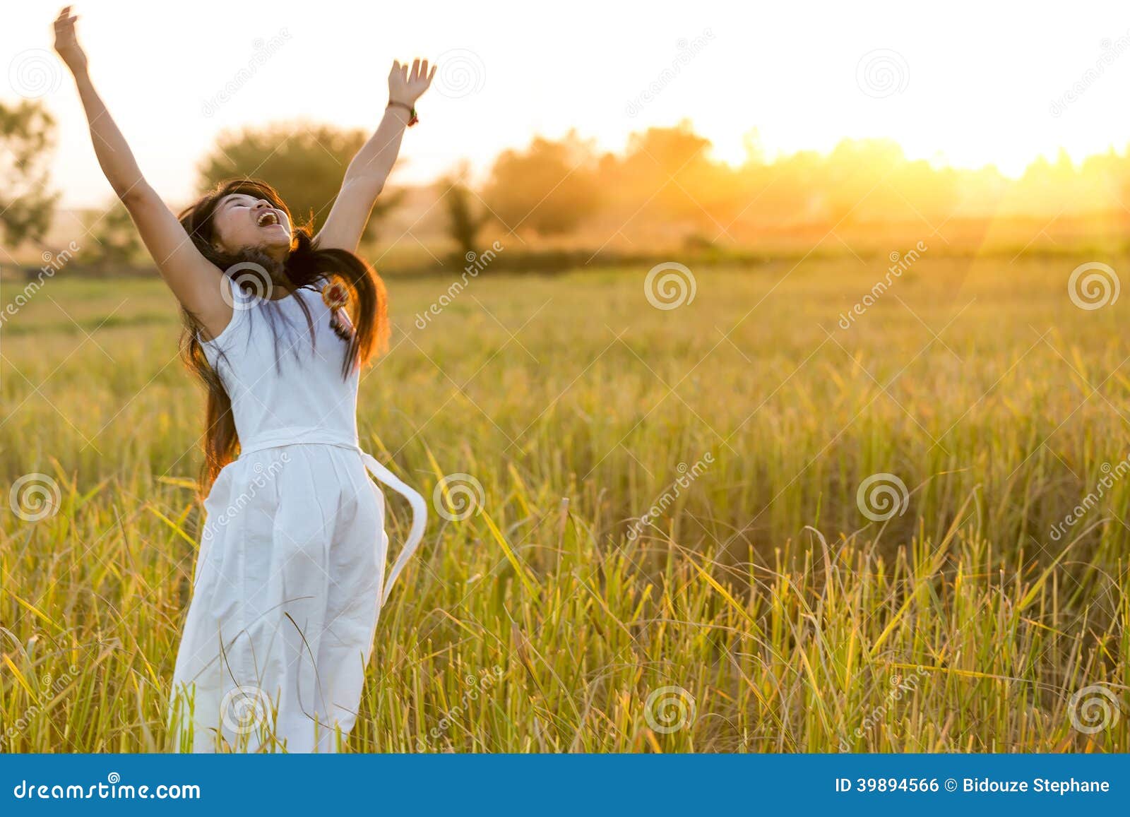 joyful woman in a field