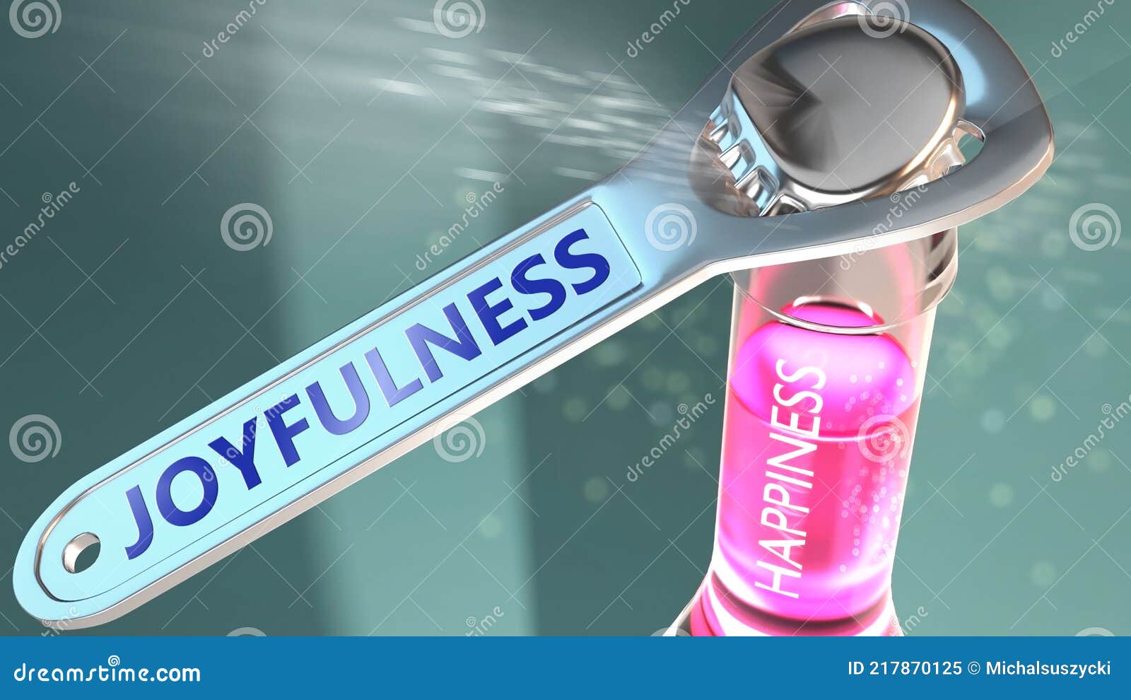 joyfulness open the way for happiness - shown as a happy bottle opened by joyfulness to ize the effect and impact of