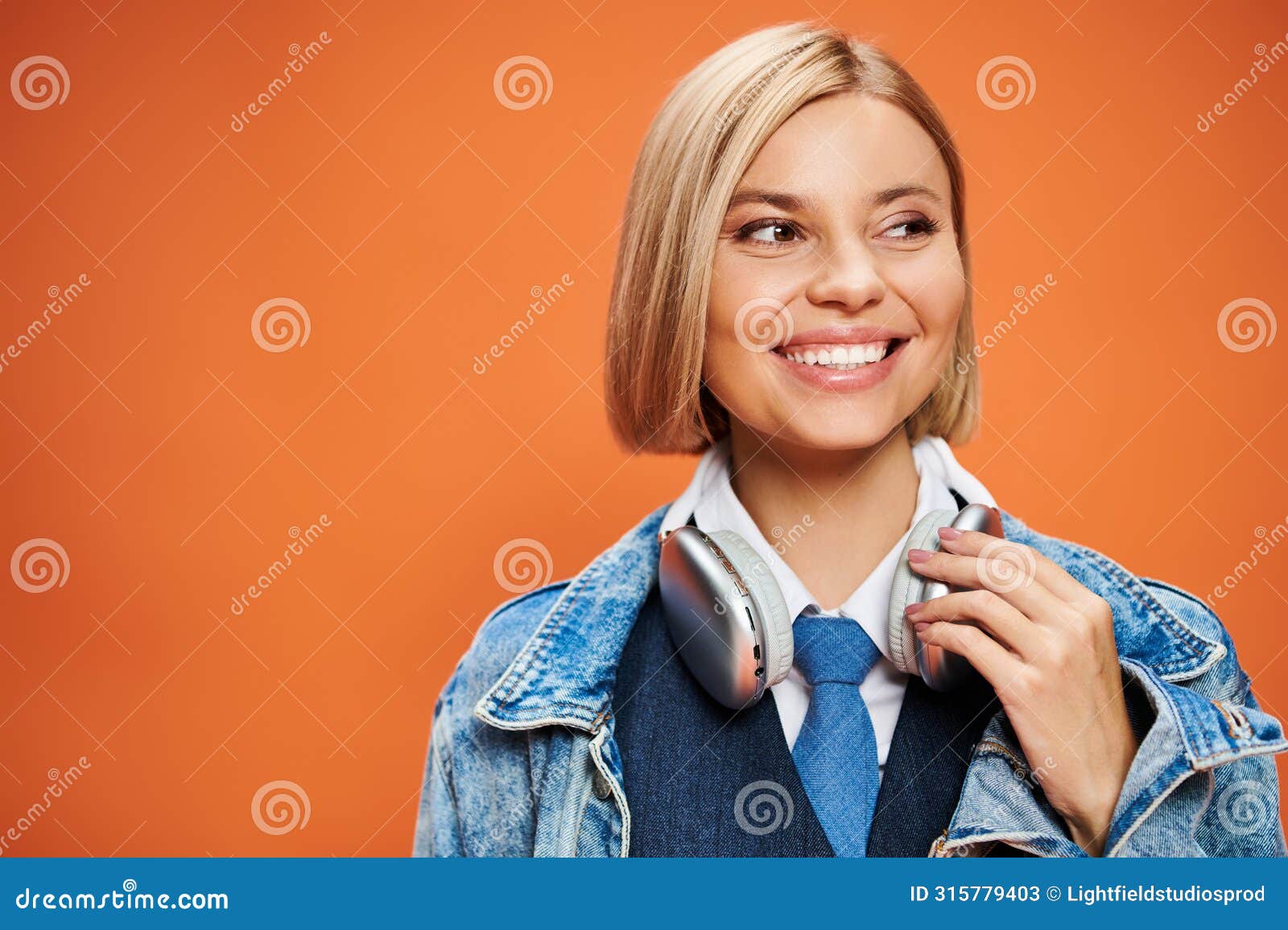 joyous appealing woman with blonde hair
