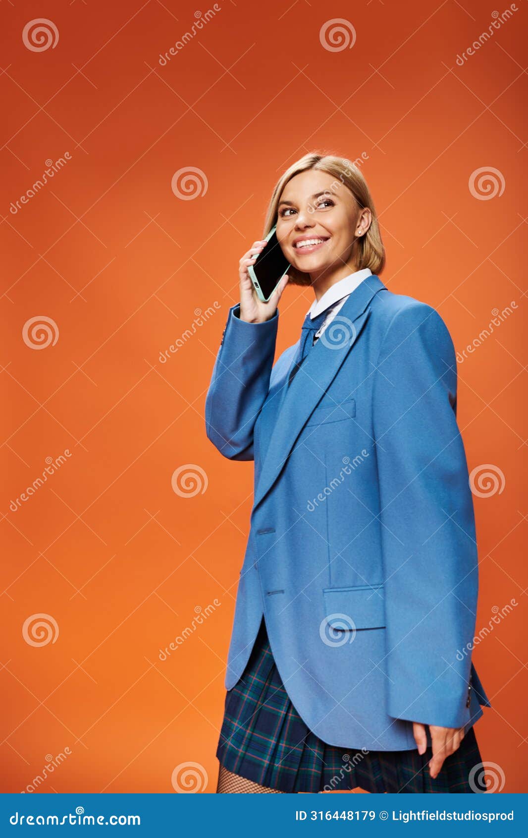 joyous well dressed woman with short