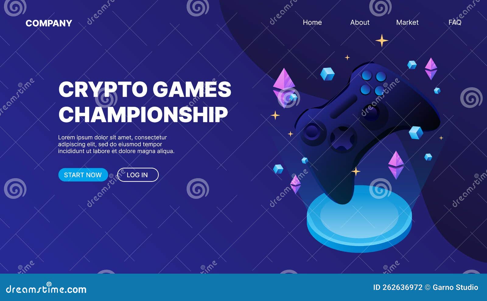 joystick, game controller digital asset. p2e crypto games landing page concept. crypto games championship