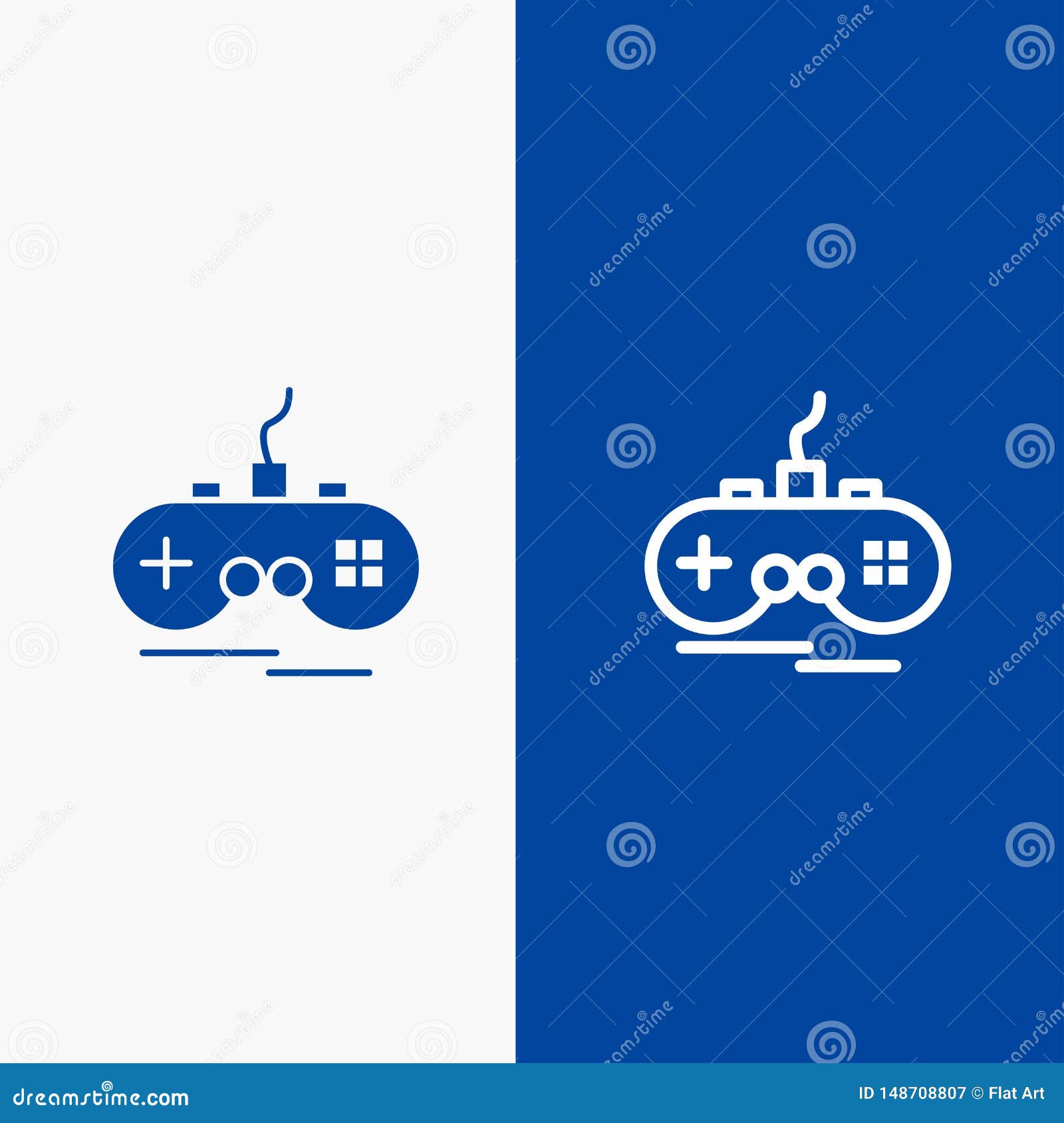 joystick, wireless, xbox, gamepad line and glyph solid icon blue banner