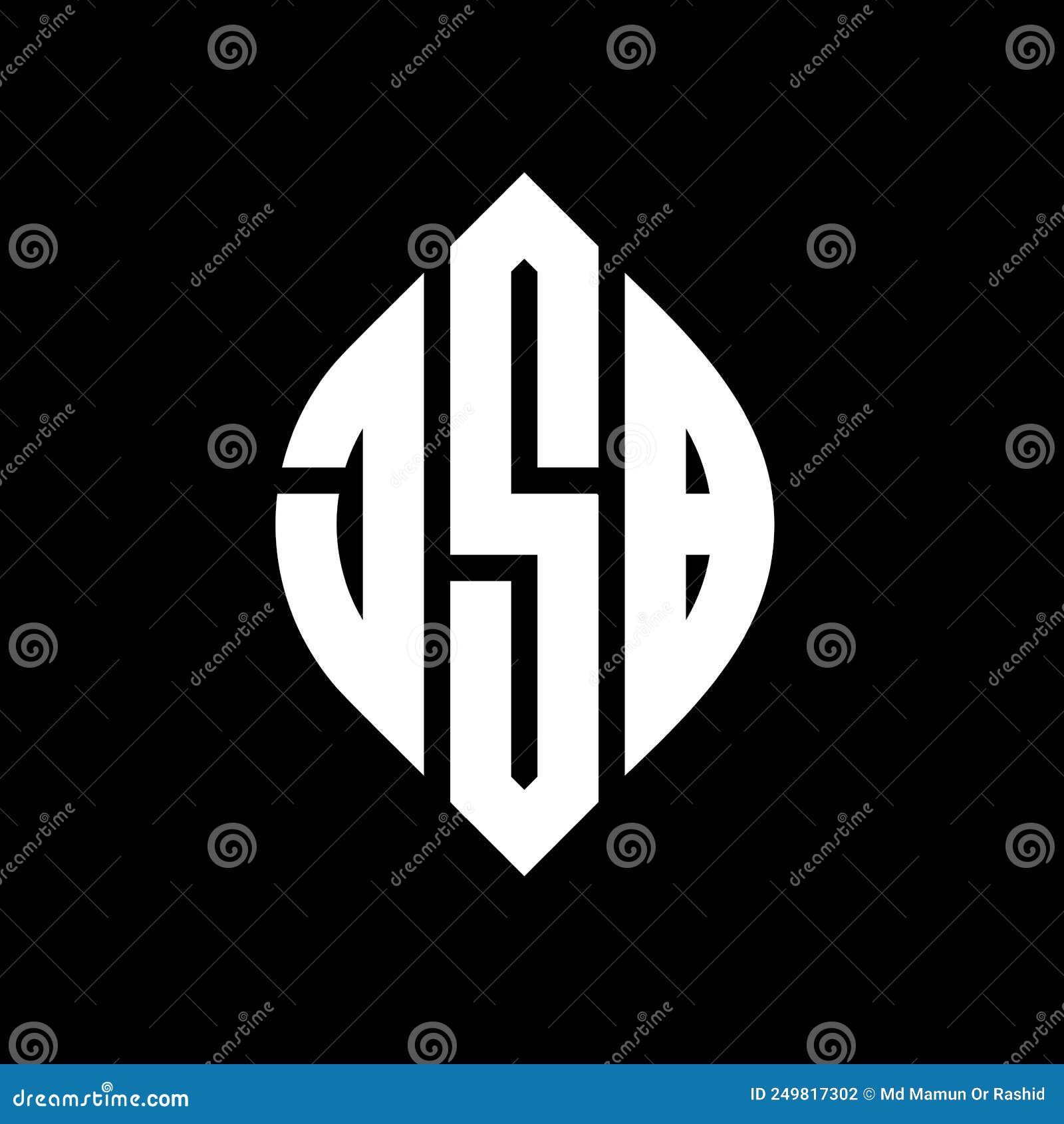 jsb circle letter logo  with circle and ellipse . jsb ellipse letters with typographic style. the three initials form a