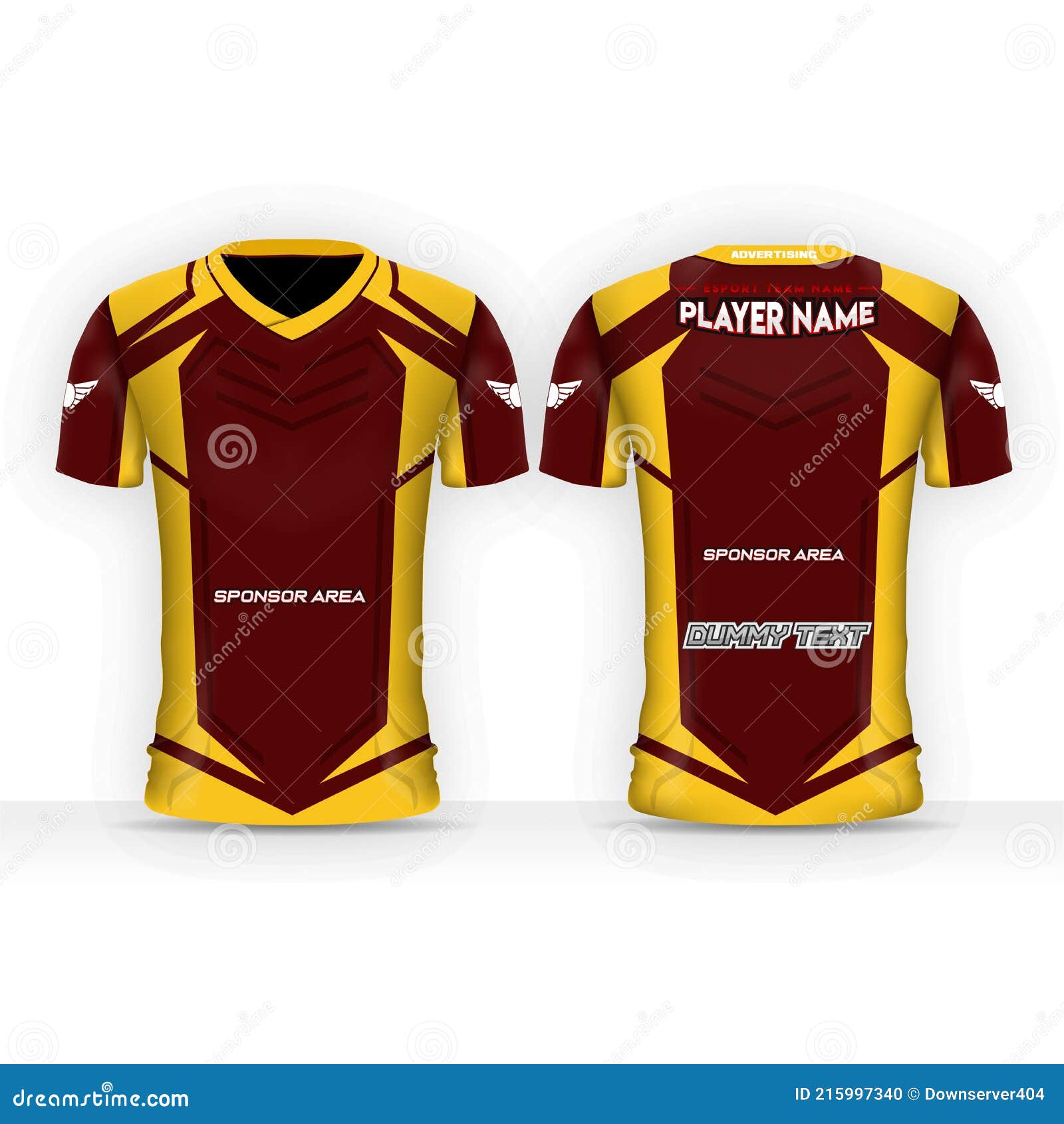 Download Red And Yellow T Shirt Design Template Front And Back Uniform Design For Gaming Stock Vector Illustration Of Number Online 215997340