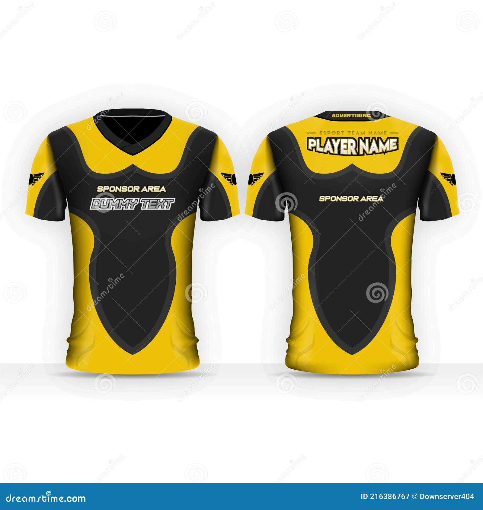 yellow black shirt sport jersey design Stock Vector