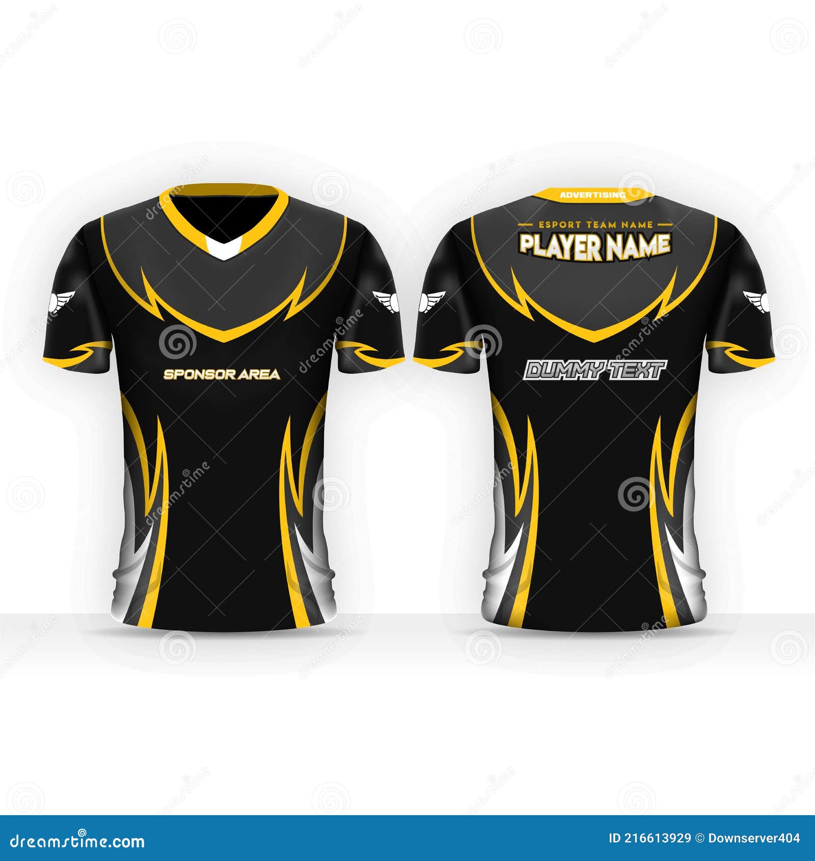 Black Yellow T-Shirt Design, Short Sleeve Jersey for Gaming Stock ...