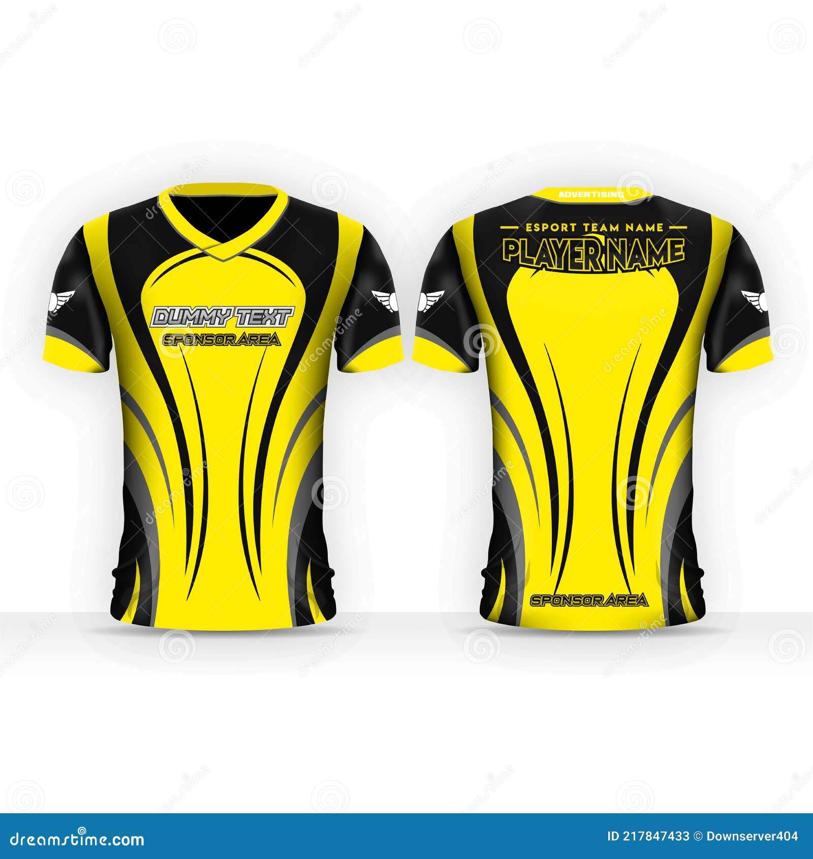 Yellow and Black T-Shirt Design Template for Gamers, E-sports