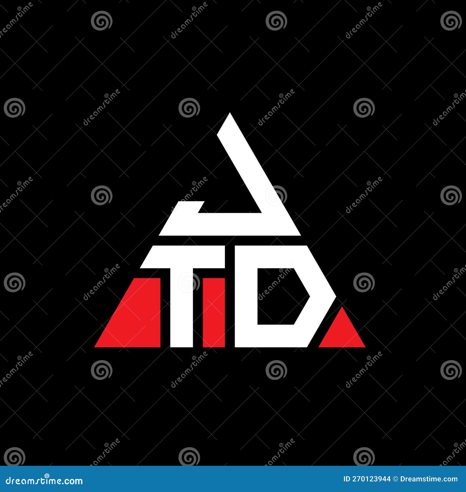 jtd triangle letter logo  with triangle . jtd triangle logo  monogram. jtd triangle  logo template with red