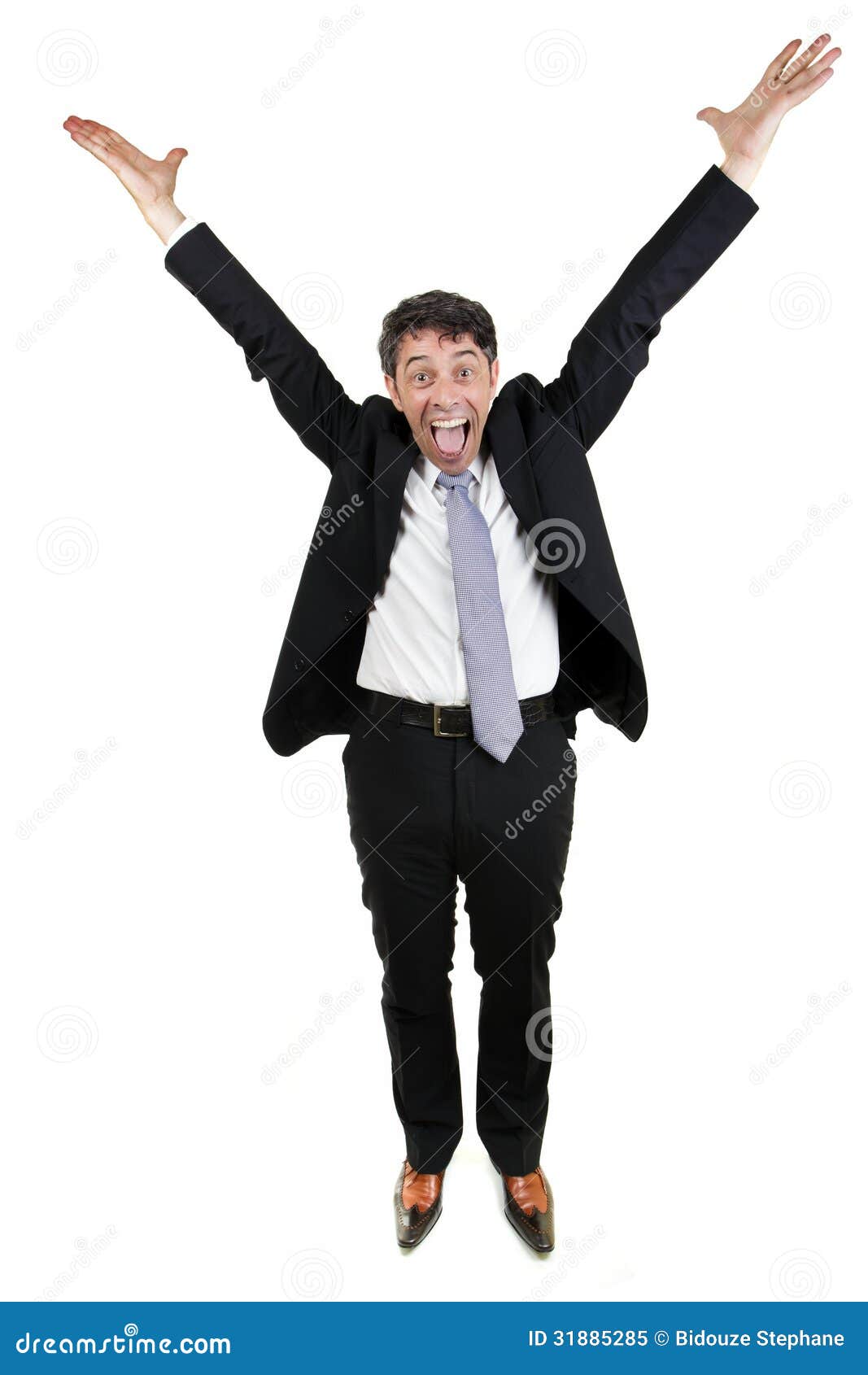 jubilant business man cheering