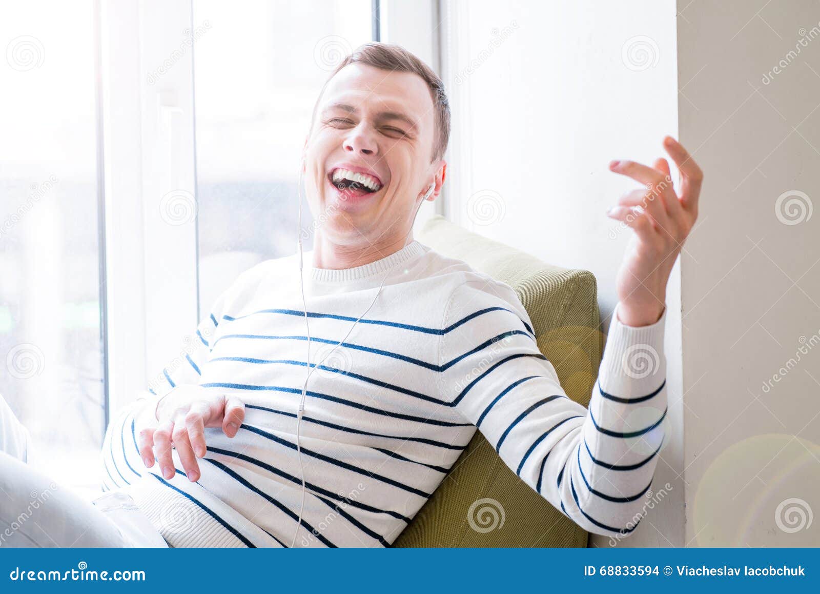 Jubilant Guy Listening To Music Stock Photo - Image of people, listen ...