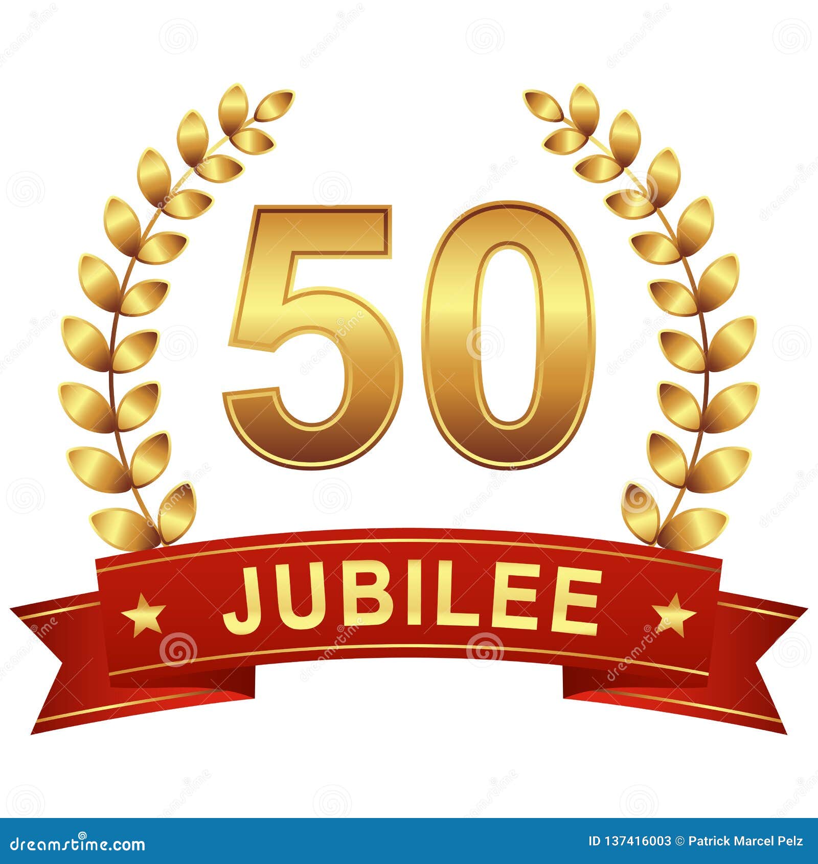 Jubilee Button With Banner 50 Years Stock Vector Illustration Of