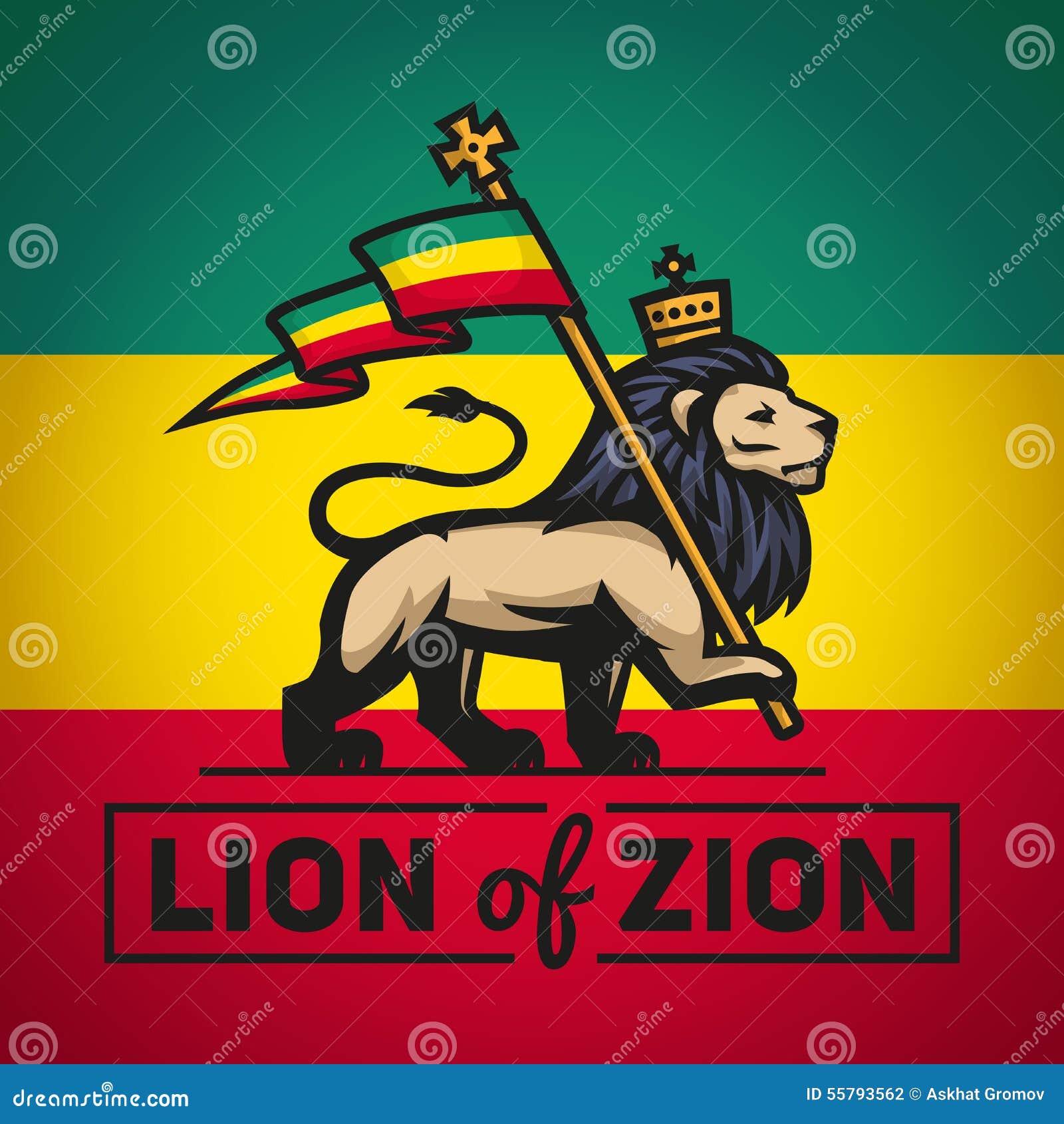judah lion with a rastafari flag. king of zion