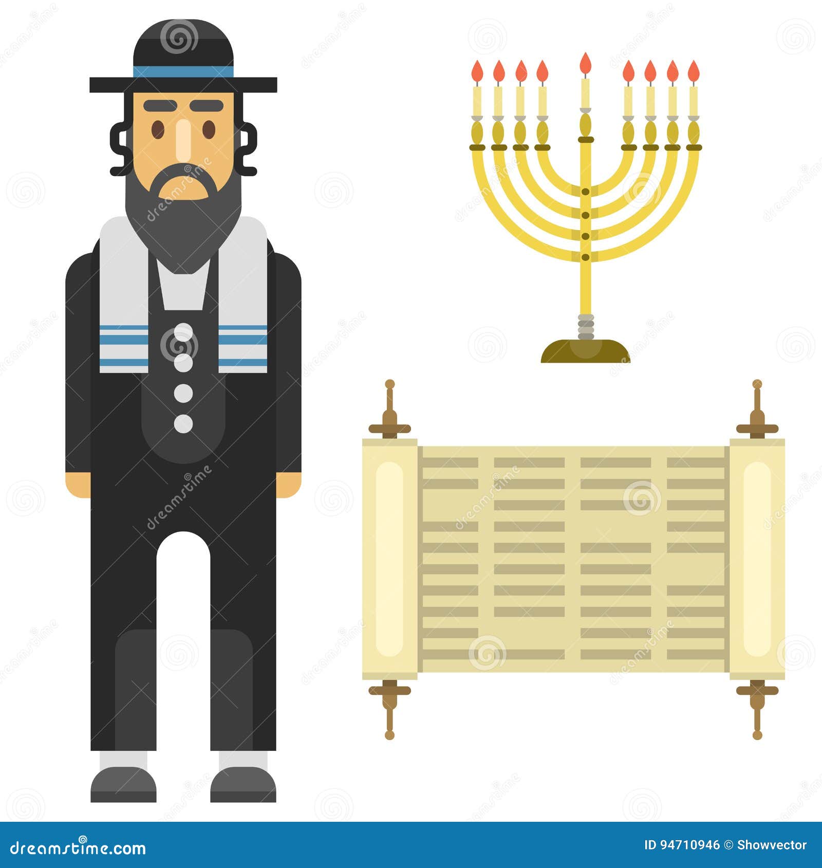 Judaism Church Traditional Symbols Isolated Hanukkah Religious