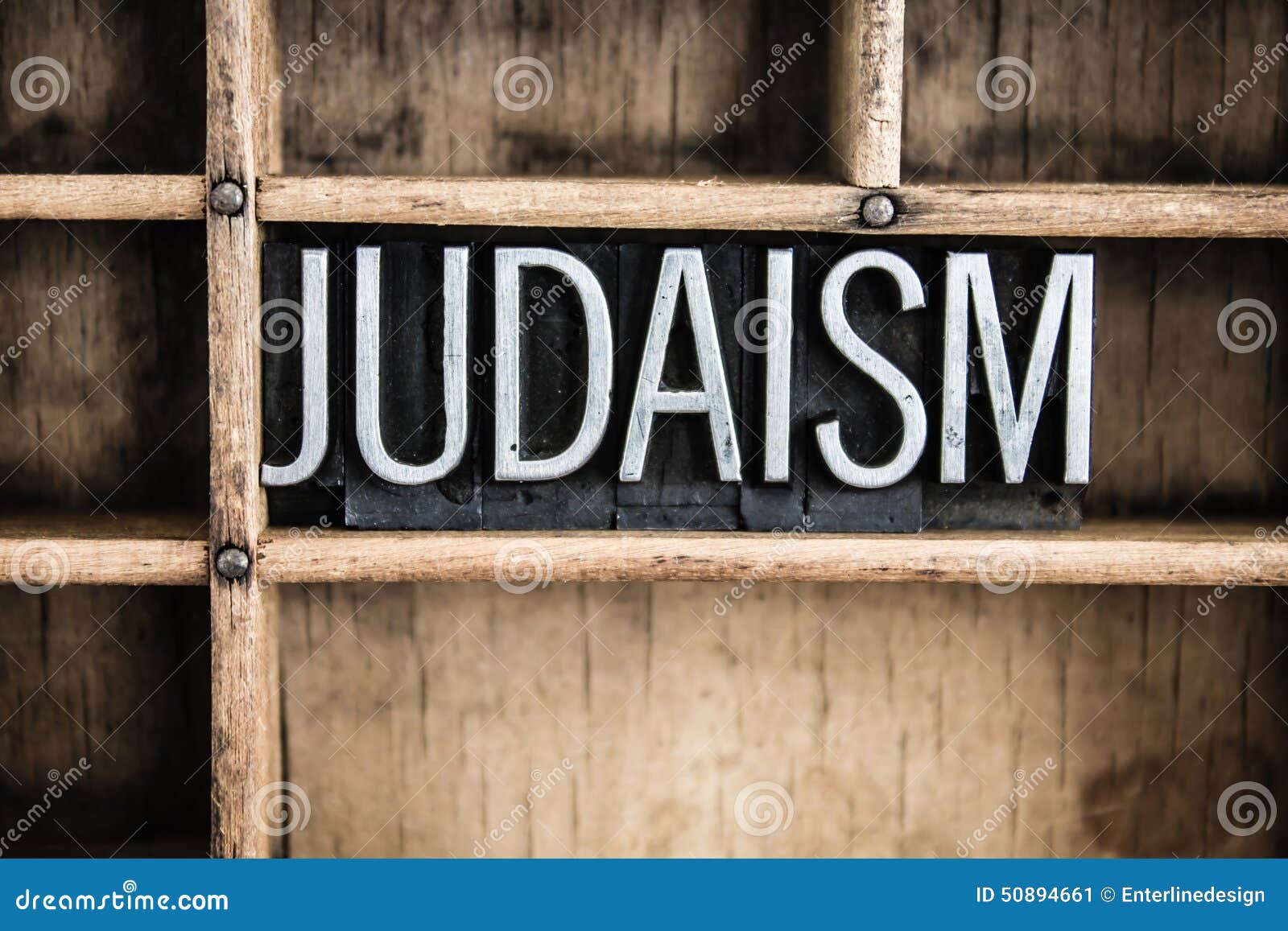 judaism concept metal letterpress word in drawer