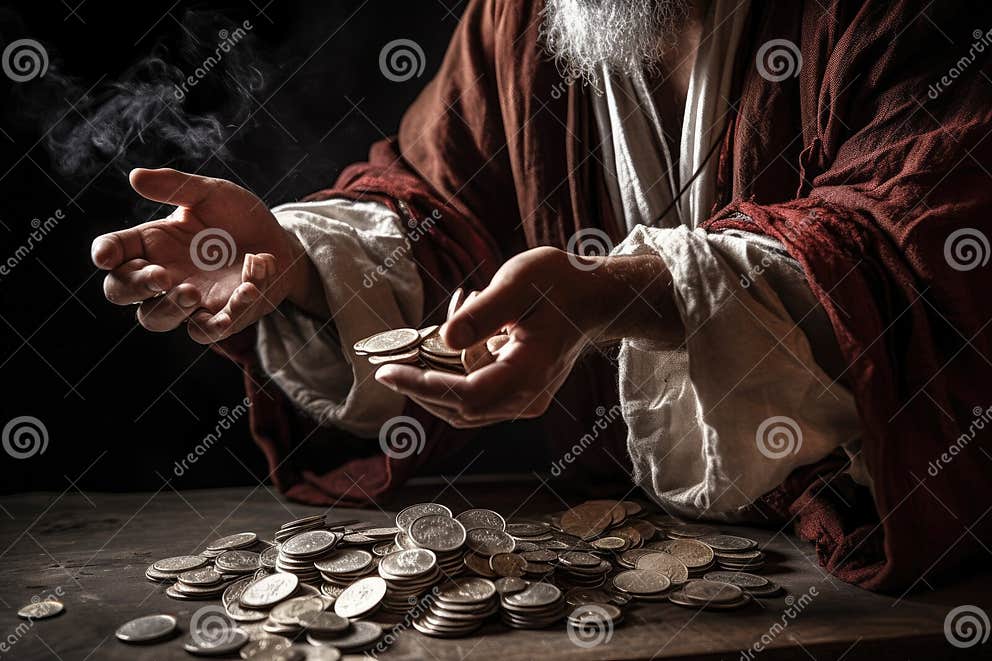 Judas 30 Pieces of Silver, Sack Thirty Coins Biblical Symbol Betrayal ...