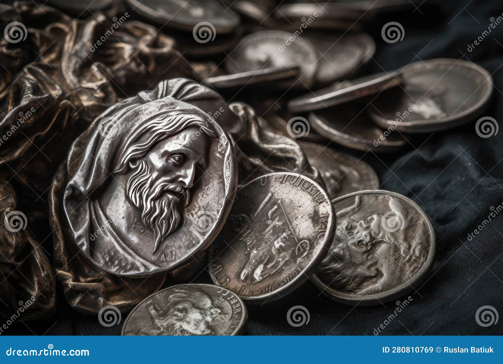 Judas 30 Pieces of Silver, Sack Thirty Coins Biblical Symbol Betrayal ...