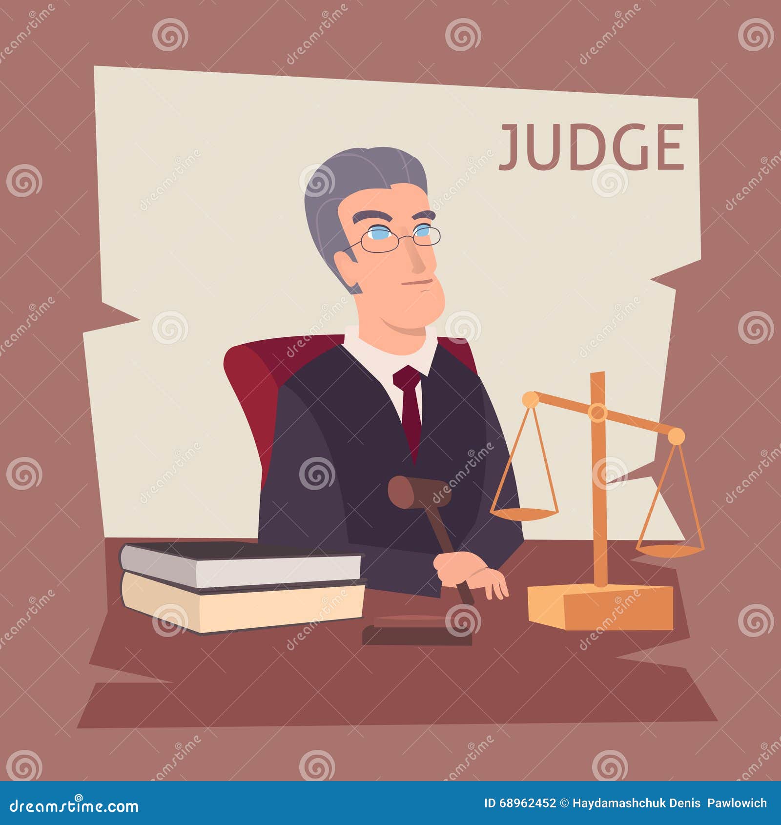 Judge cartoon illustration stock vector. Illustration of decision