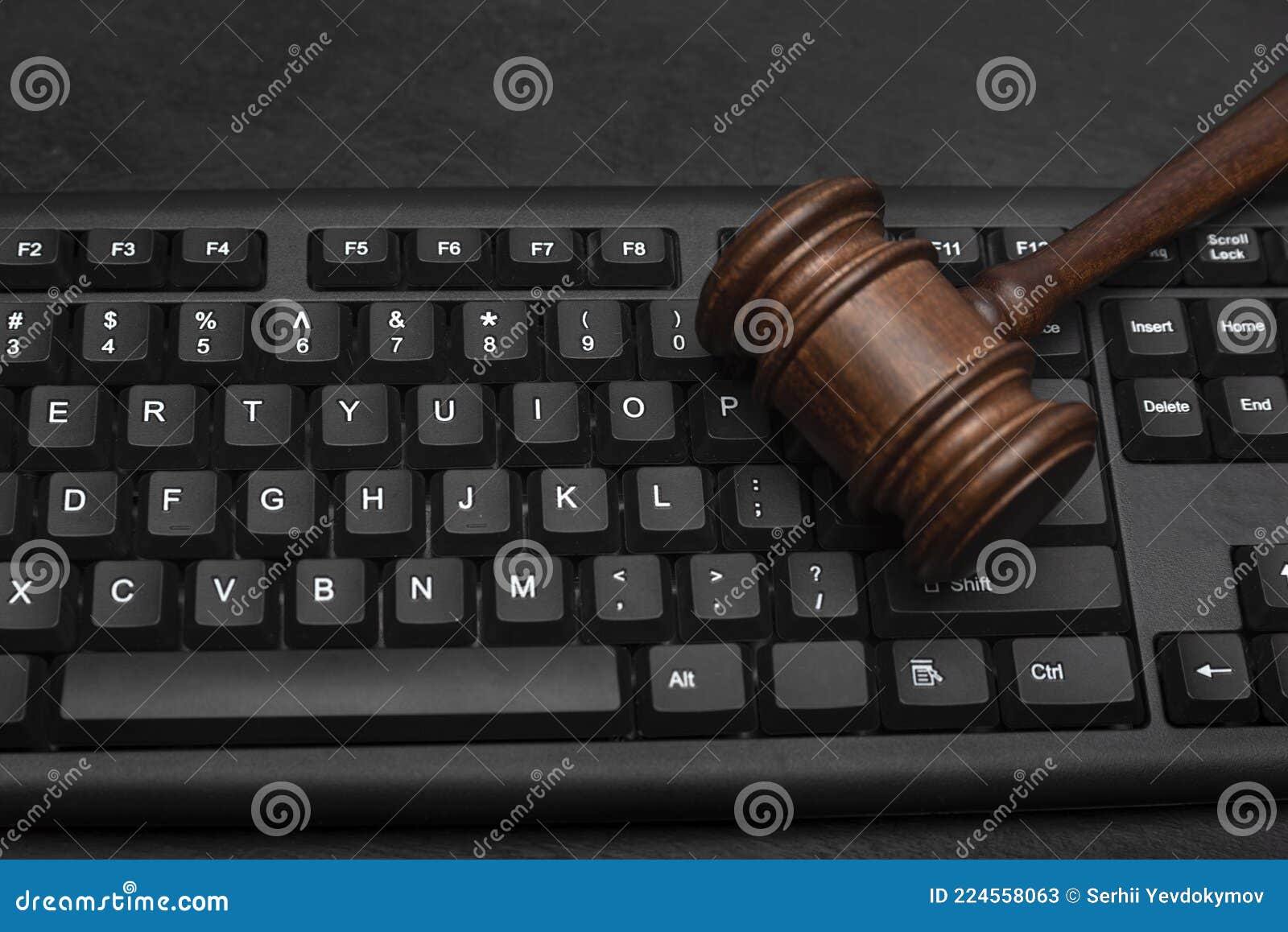 Judge Gavel on Computer Keyboard. Auction Stock Image Image