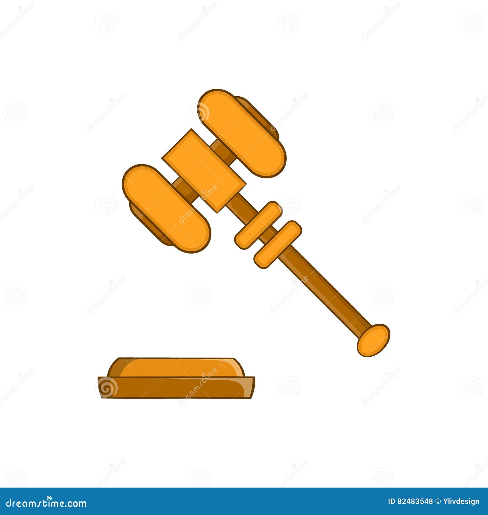 Judge Gavel Icon in Cartoon Style Stock Vector - Illustration of