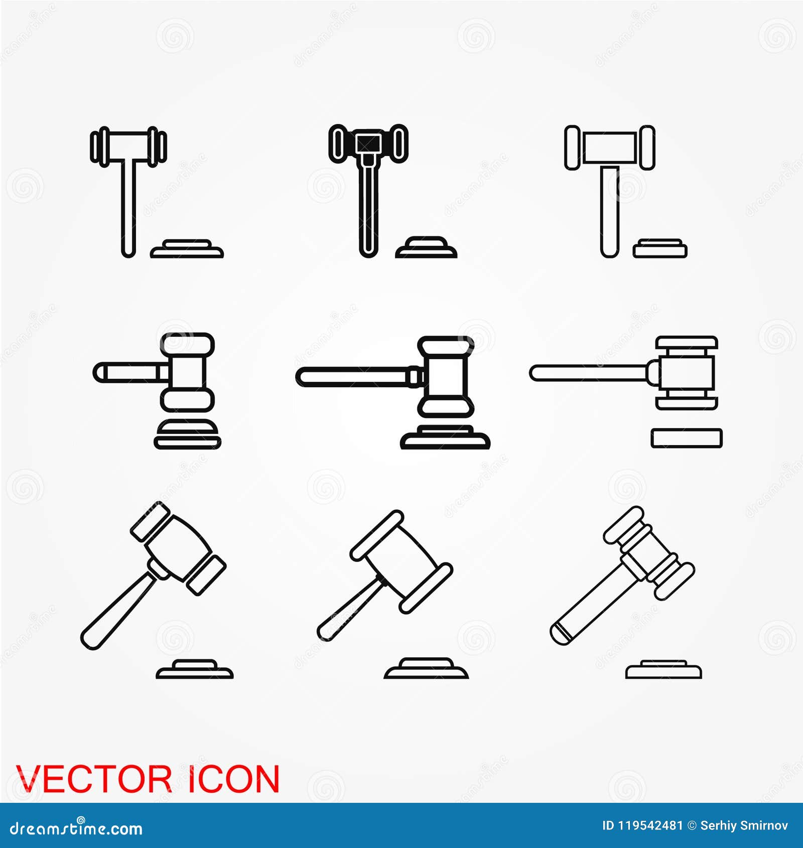 Judge Gavel icon vector stock illustration. Illustration of auction