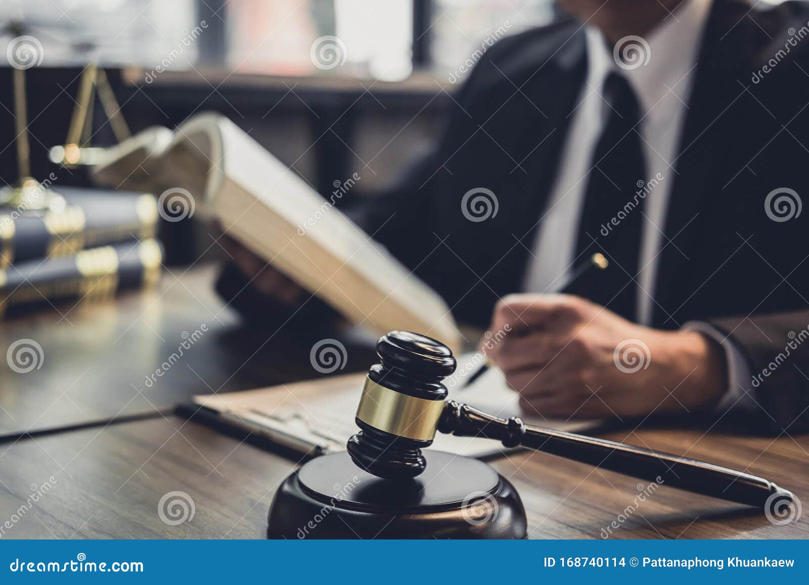 judge gavel with justice lawyers, lawyer or judge counselor working with agreement contract in courtroom, justice and law concept