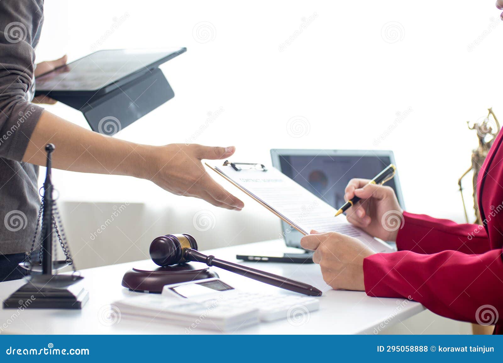 judge gavel in law office is placed on table to ize judge deciding lawsuit. gavel wood on wooden table of lawyers in lega