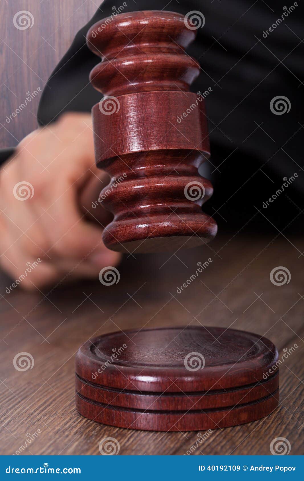 Judge Giving Verdict by Hitting Mallet Stock Image - Image of male