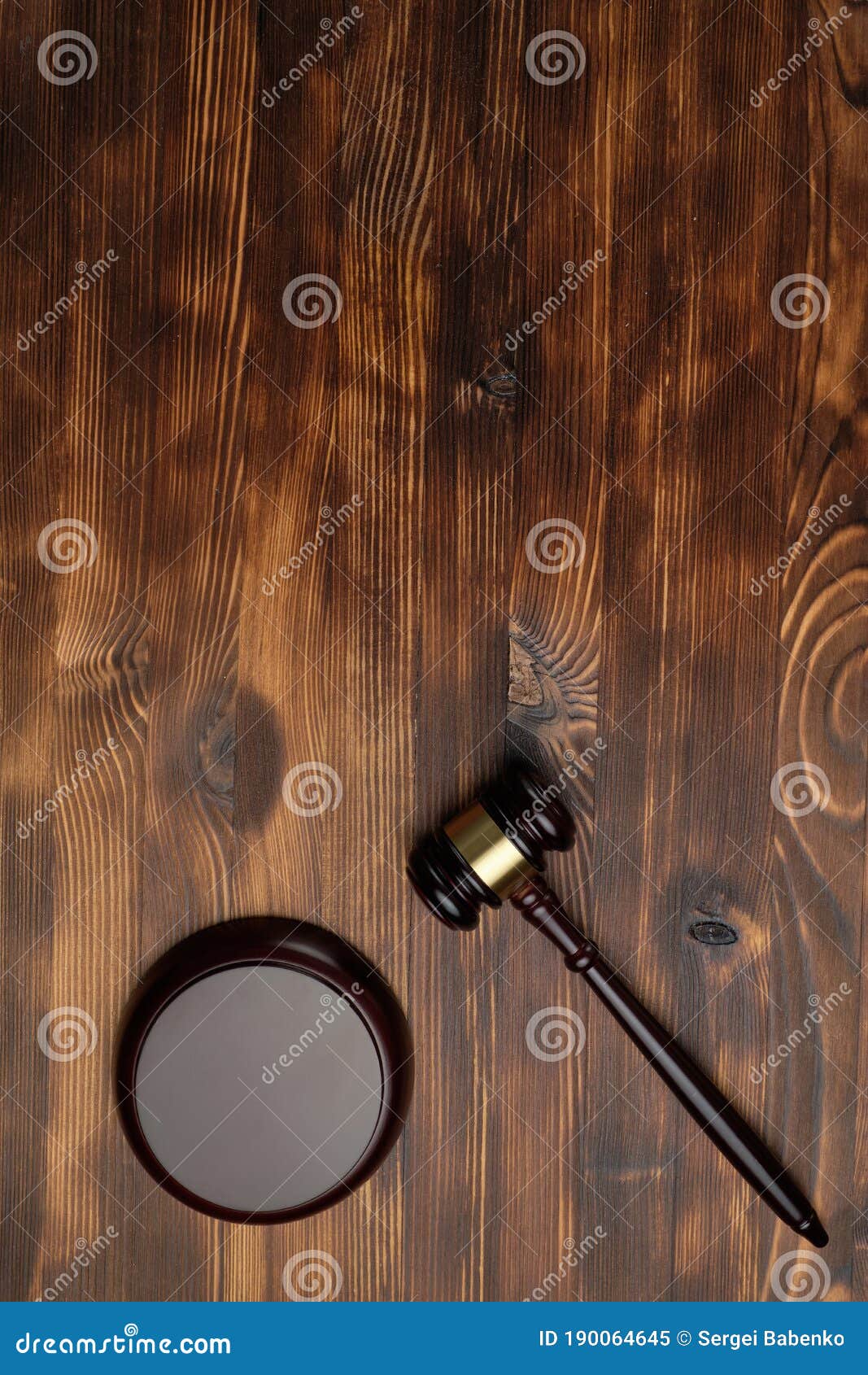Judge Hammer on Brown Wooden Background with Copy of Space Stock Image Image of concept