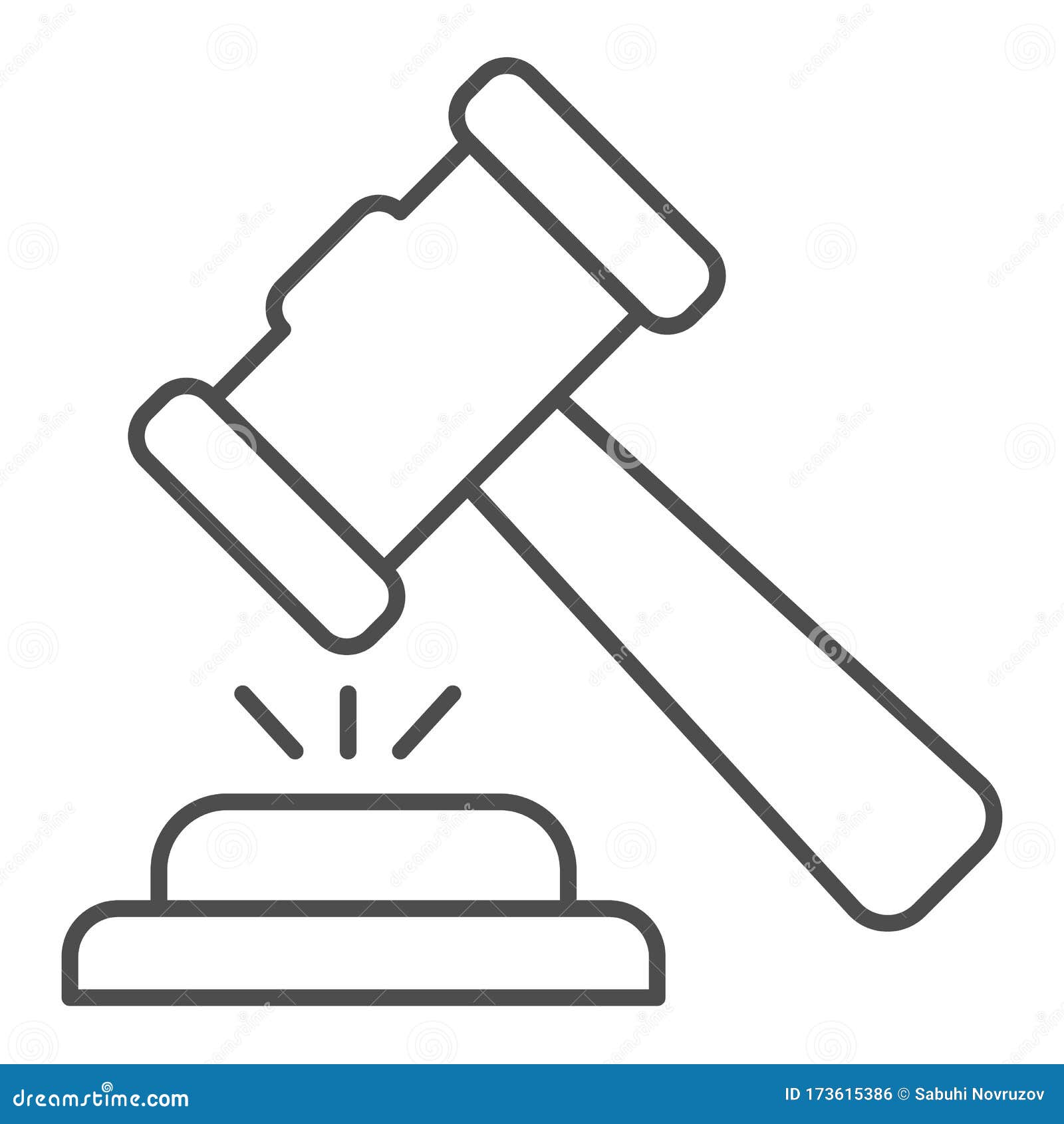 Judge Hammer Thin Line Icon. Court Judges Gavel or Auction, Attribute