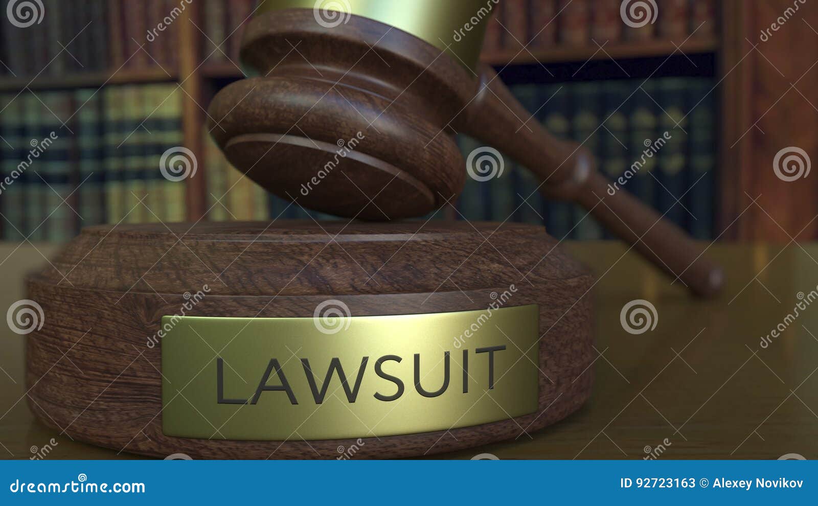 judge`s gavel hitting the block with lawsuit inscription. 3d rendering