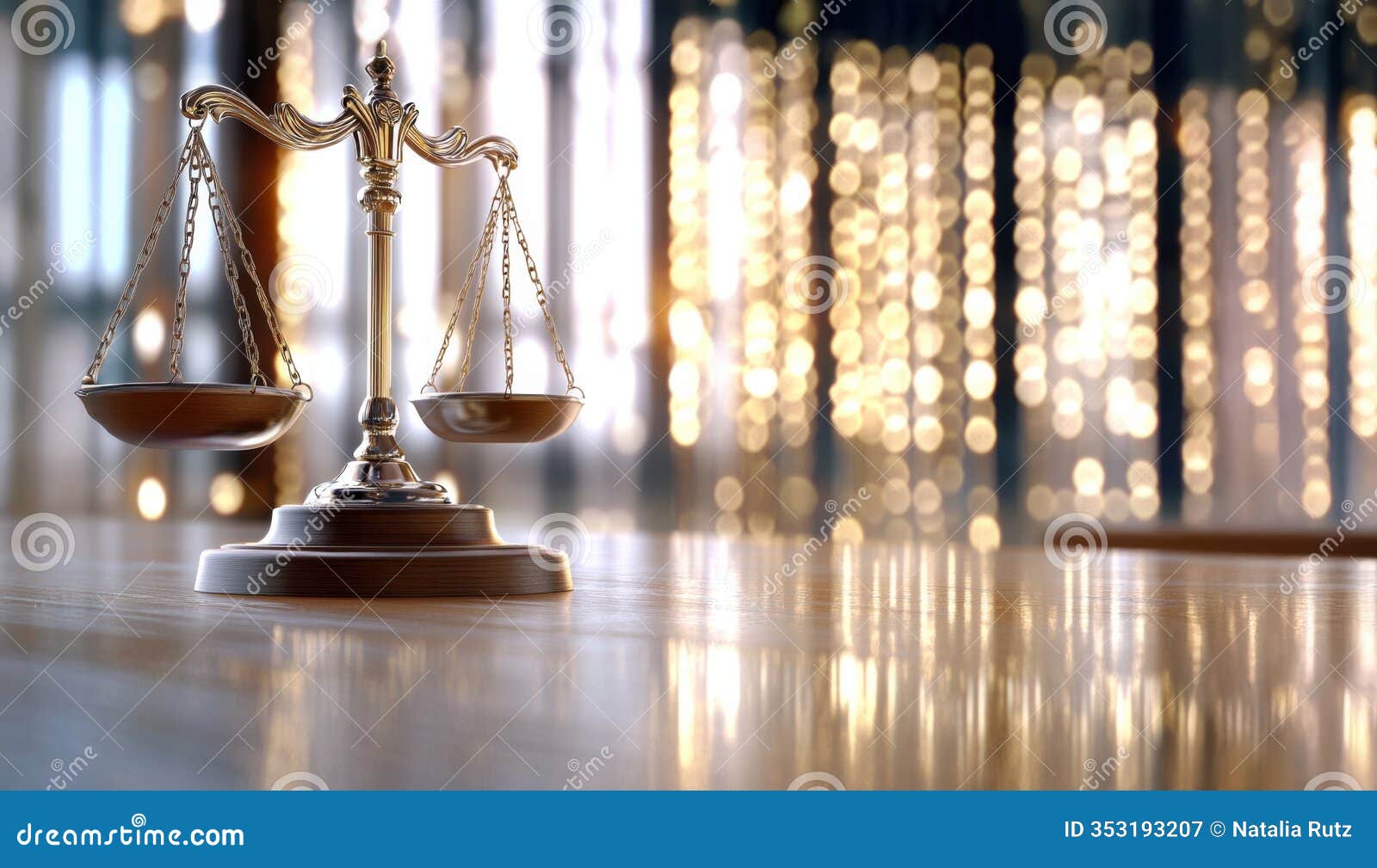 judges bench prepared for court session showcasing gavel in a quiet courtroom at dawn with soft light illuminating the space