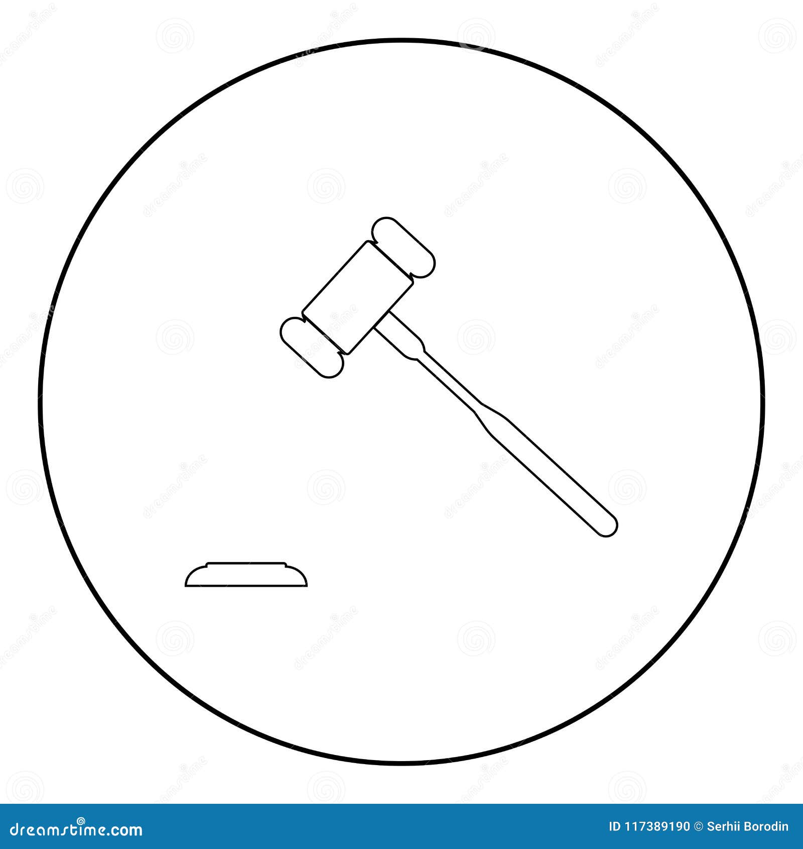 The Judicial Hammer the Black Color Icon in Circle or Round Stock