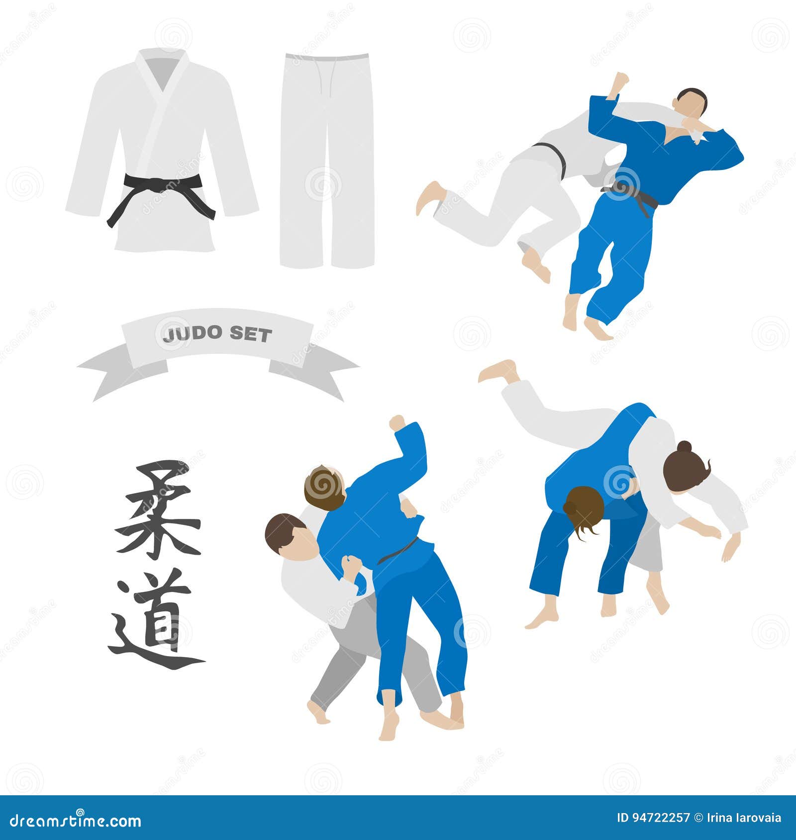 Judo Vector Satz Kimono Und Würfe Vektor Abbildung ...