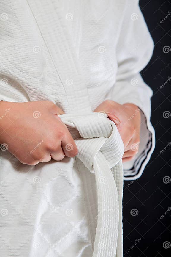 Judo white belt stock photo. Image of sport, belt, hands 32310454