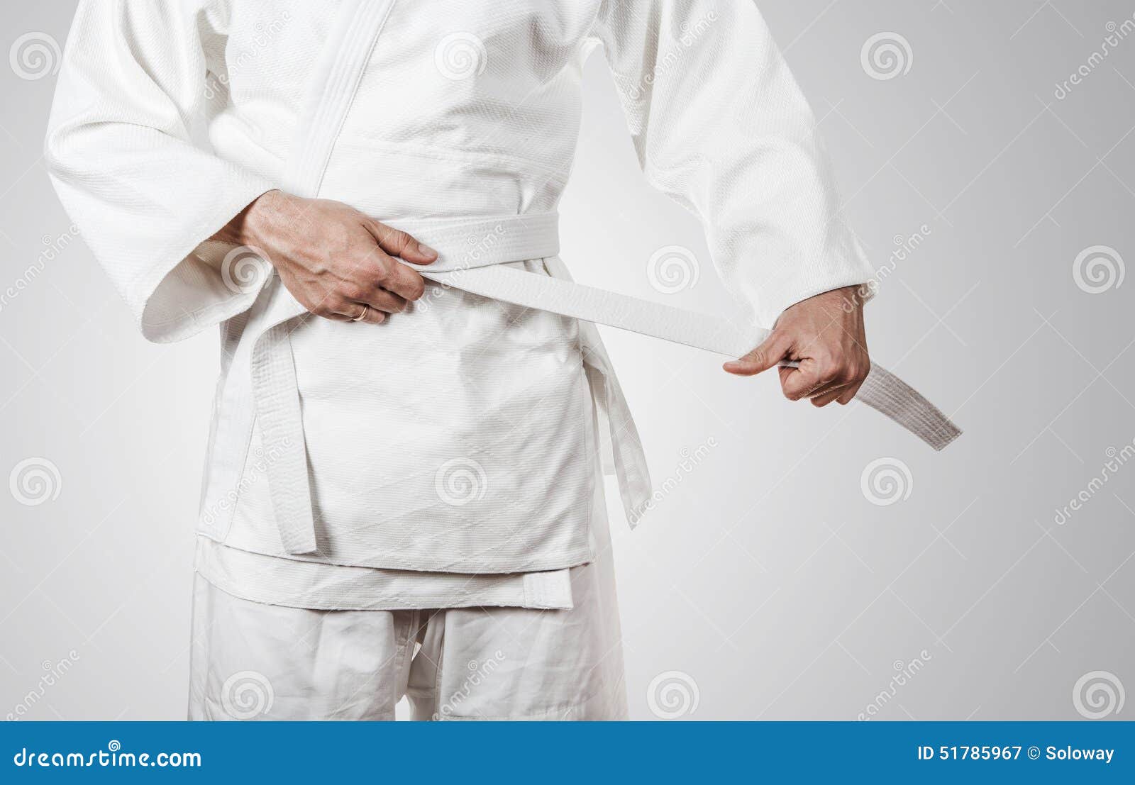 Judoka Tying the White Belt (obi) Stock Image Image of exercise