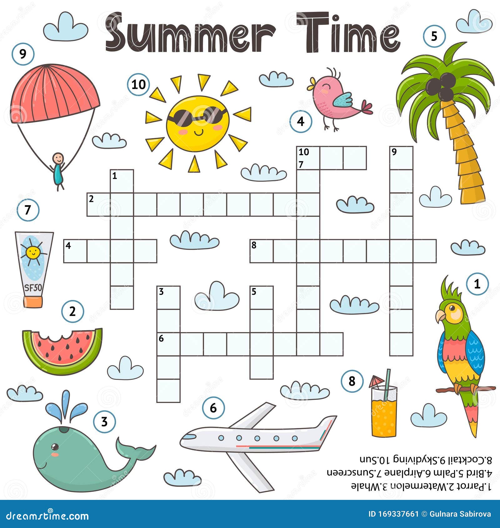 Juego Cruzado De Verano Para Niños Página De Actividades Educativas