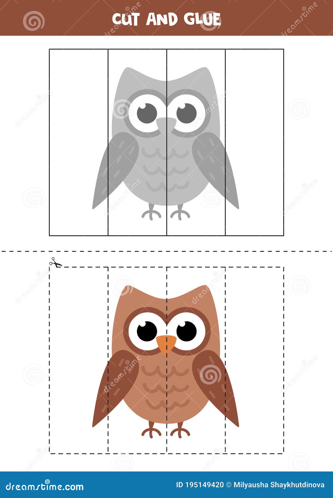 Juego De Cortar Y Pegar Para Los Niños. Búho De Dibujos Animados. Ilustración del Vector - Ilustración de actividad, salvaje: 195149420 Juego De Cortar Y Pegar Para Los Niños. Búho De Dibujos Animados. Ilustración del Vector - Ilustración de actividad, salvaje: 195149420