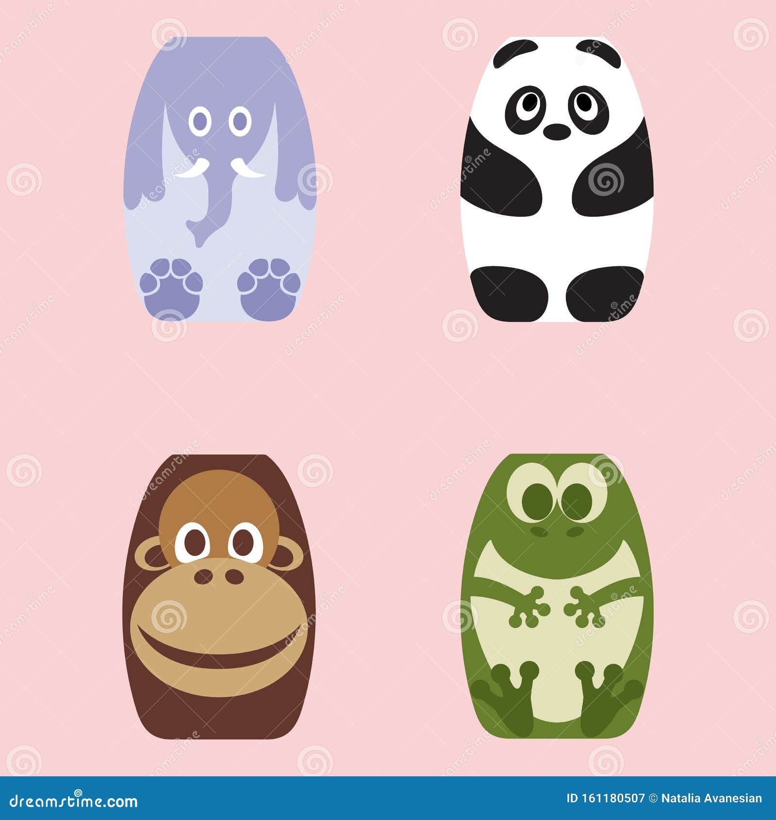 Juego De Cuatro Personajes Animales De Dibujos Animados Ilustración del Vector - Ilustración de bosque, safari: 161180507 Juego De Cuatro Personajes Animales De Dibujos Animados Ilustración del Vector - Ilustración de bosque, safari: 161180507
