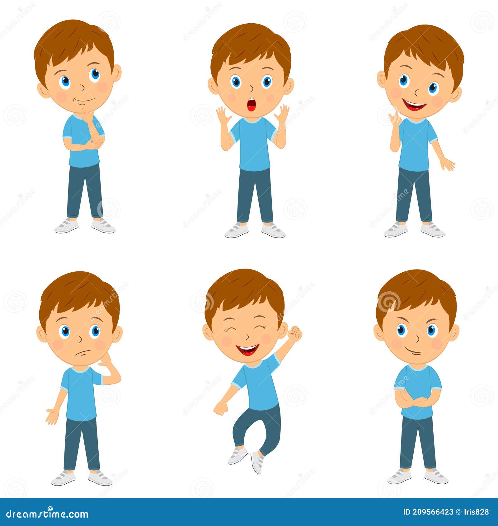 Juego De Emociones De Niños De Dibujos Animados Adorables Ilustración del  Vector - Ilustración de lindo, poco: 209566423